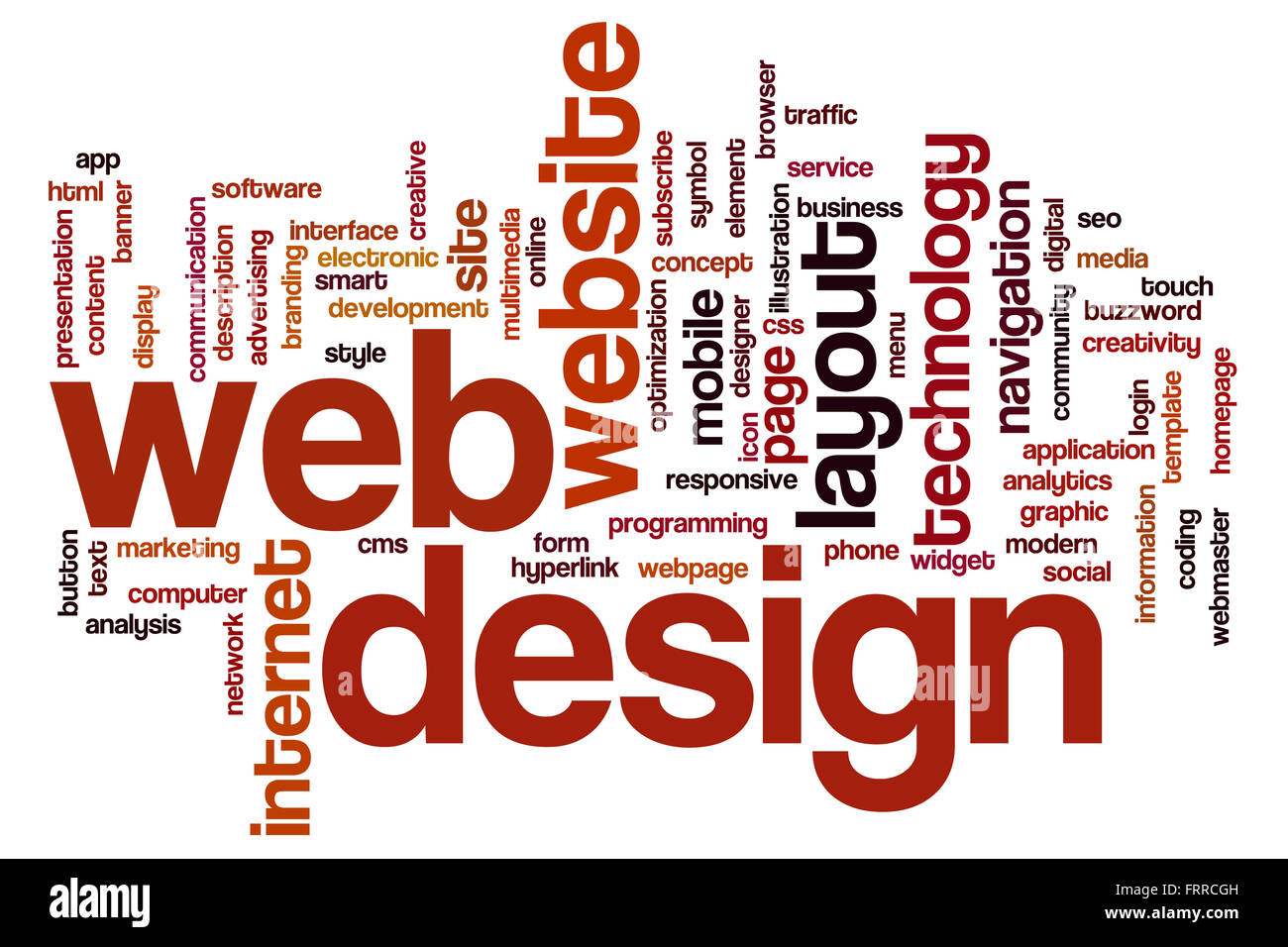 Web design concept word cloud background Stock Photo - Alamy