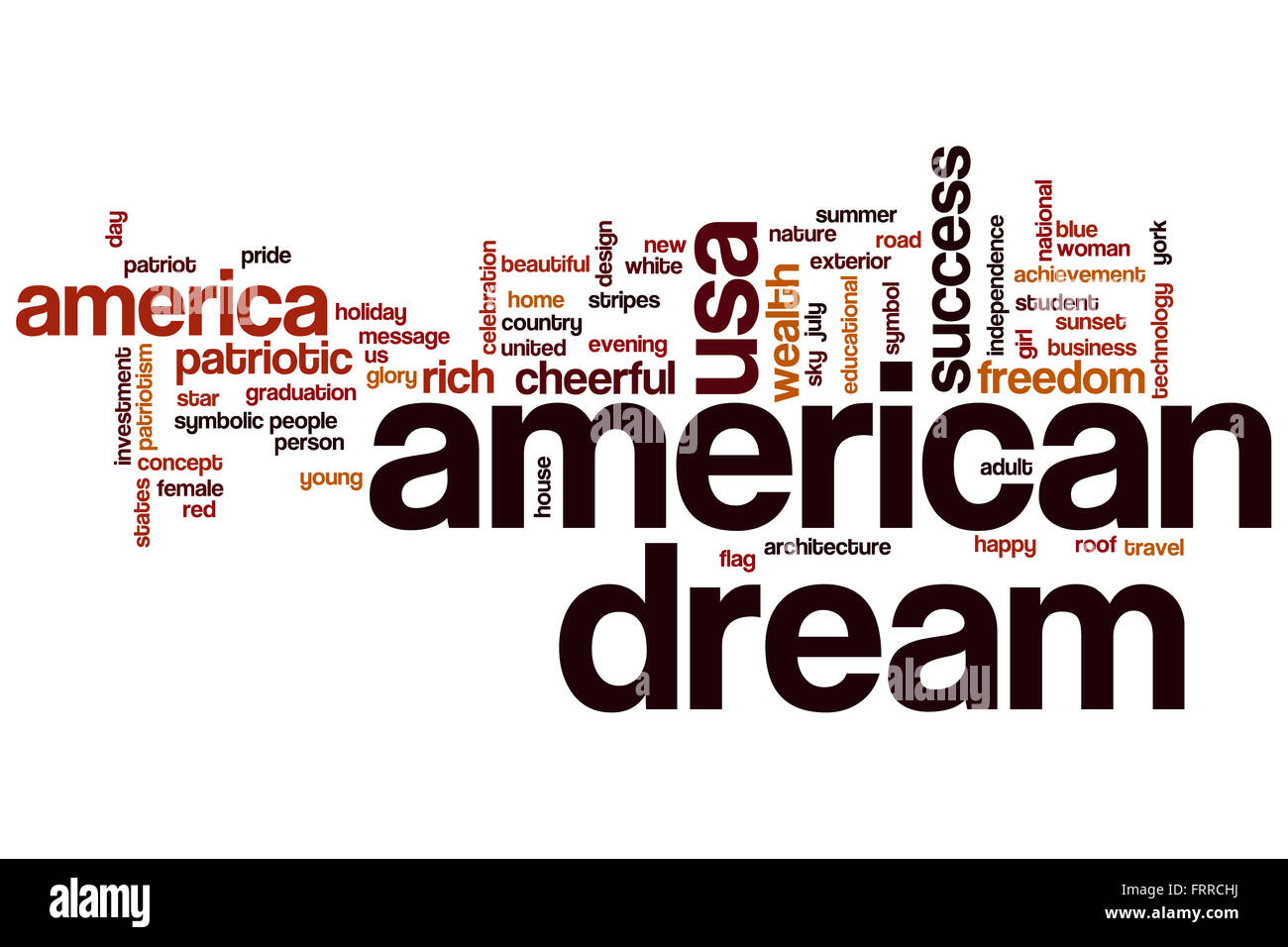 American dream word cloud concept with patriotic independence related