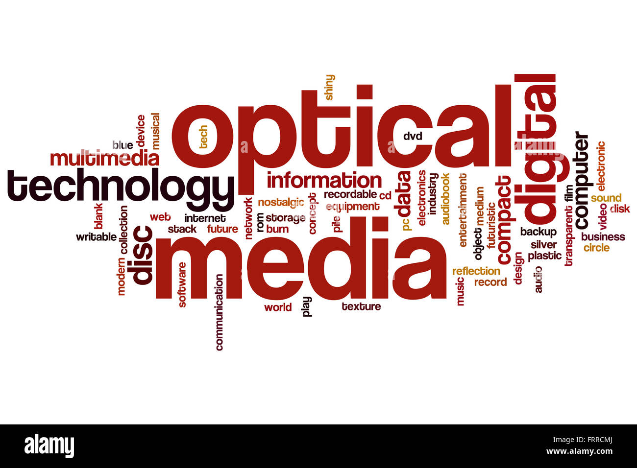 Optical media word cloud concept with digital disc related tags Stock
