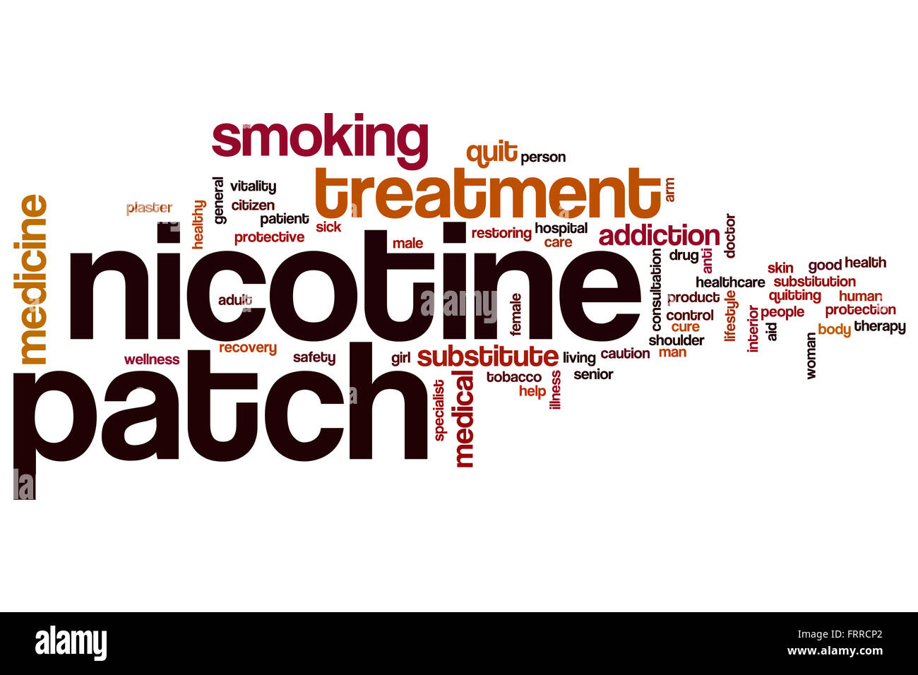 Nicotine patch word cloud concept with treatment tobacco related tags Stock Photo Alamy