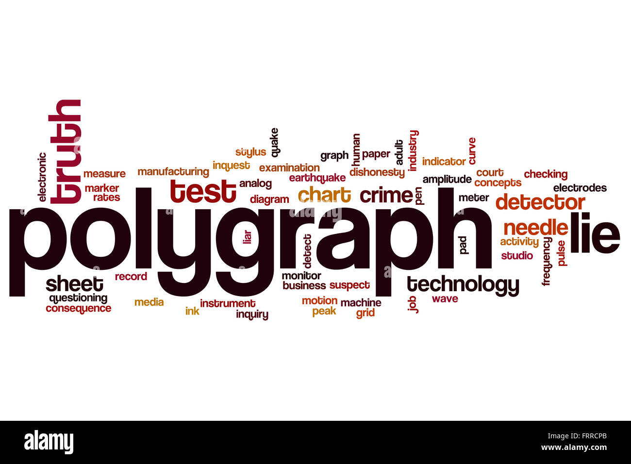 Polygraph word cloud concept with lie truth related tags Stock Photo