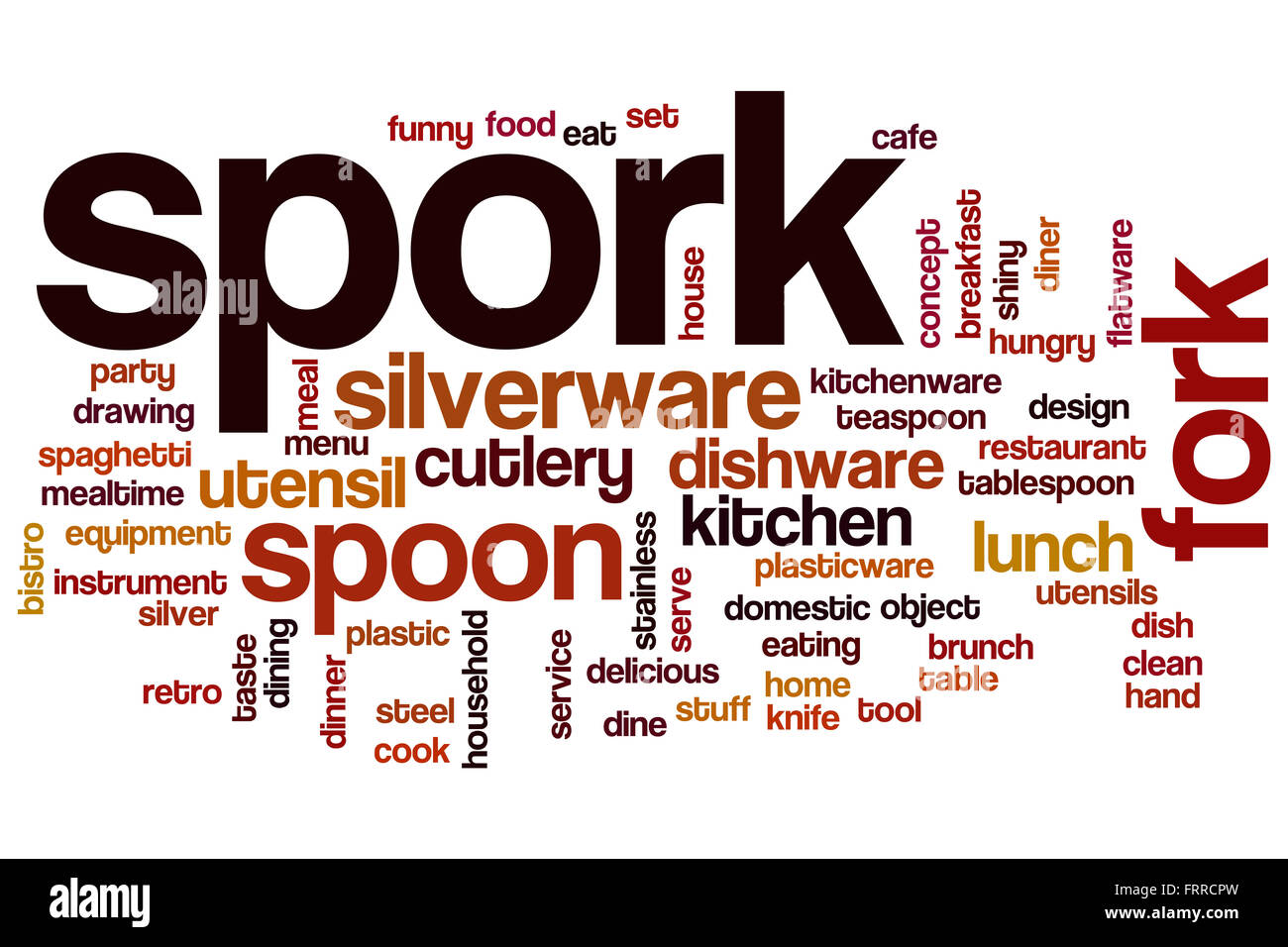 Spork word cloud concept with fork spoon related tags Stock Photo Alamy