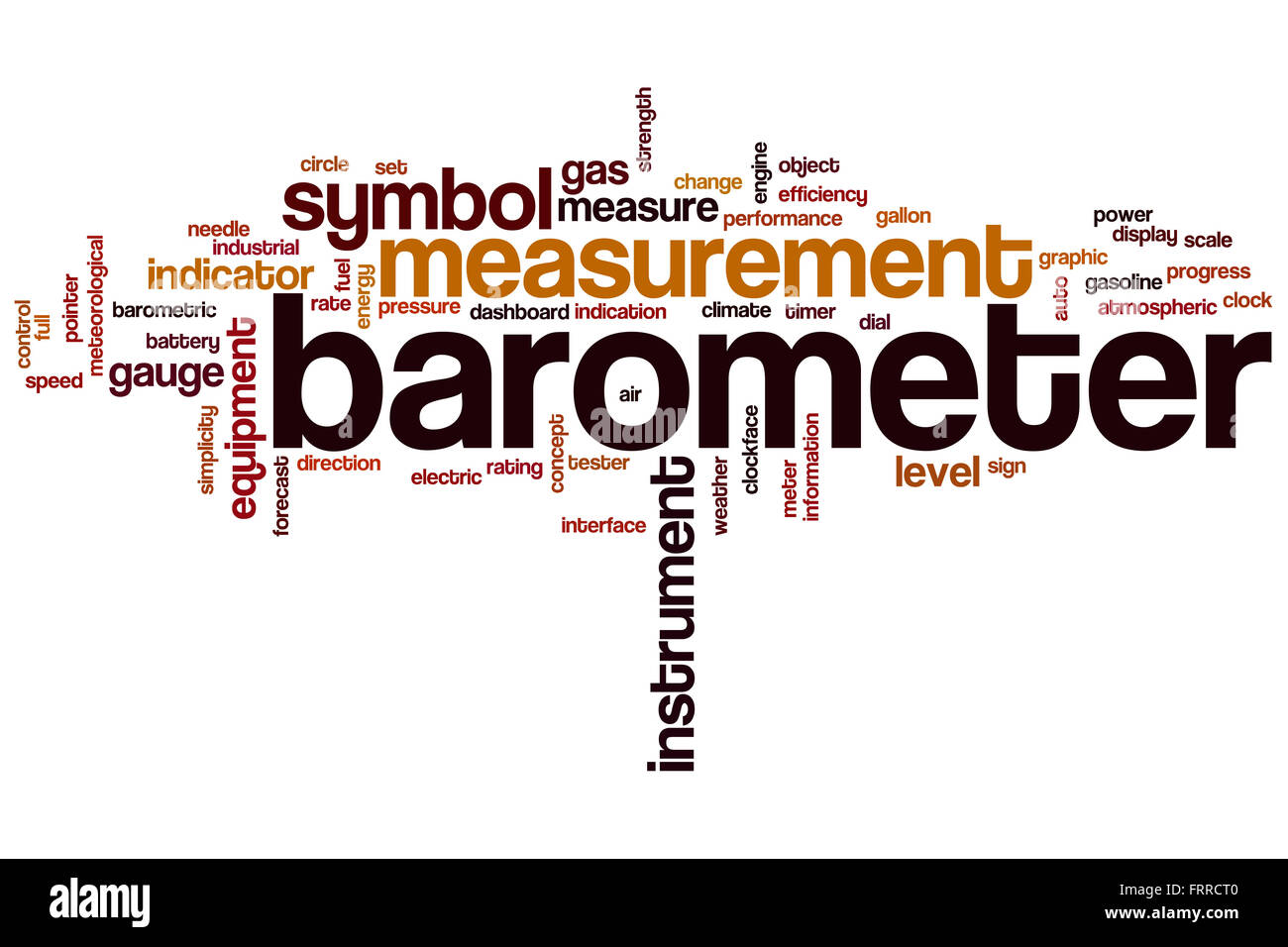 Barometer word cloud concept with instrument equipment related tags