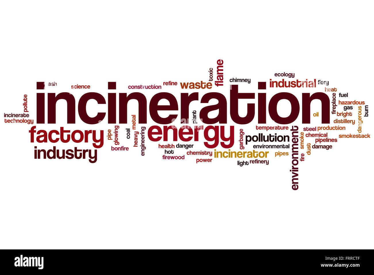 Incineration word cloud concept with waste smoke related tags Stock Photo
