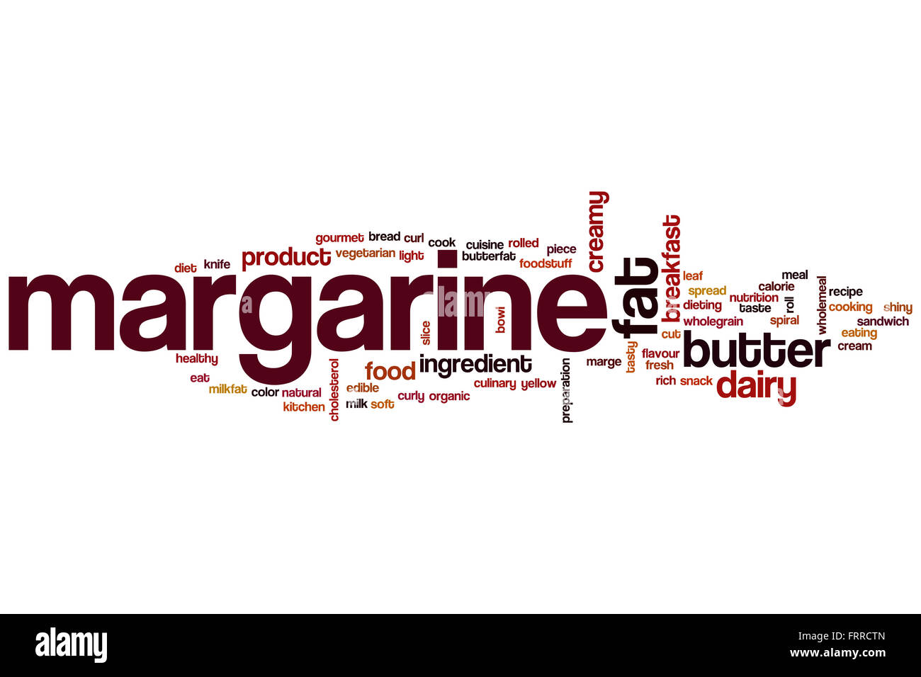 Margarine word cloud concept with butter dairy related tags Stock Photo