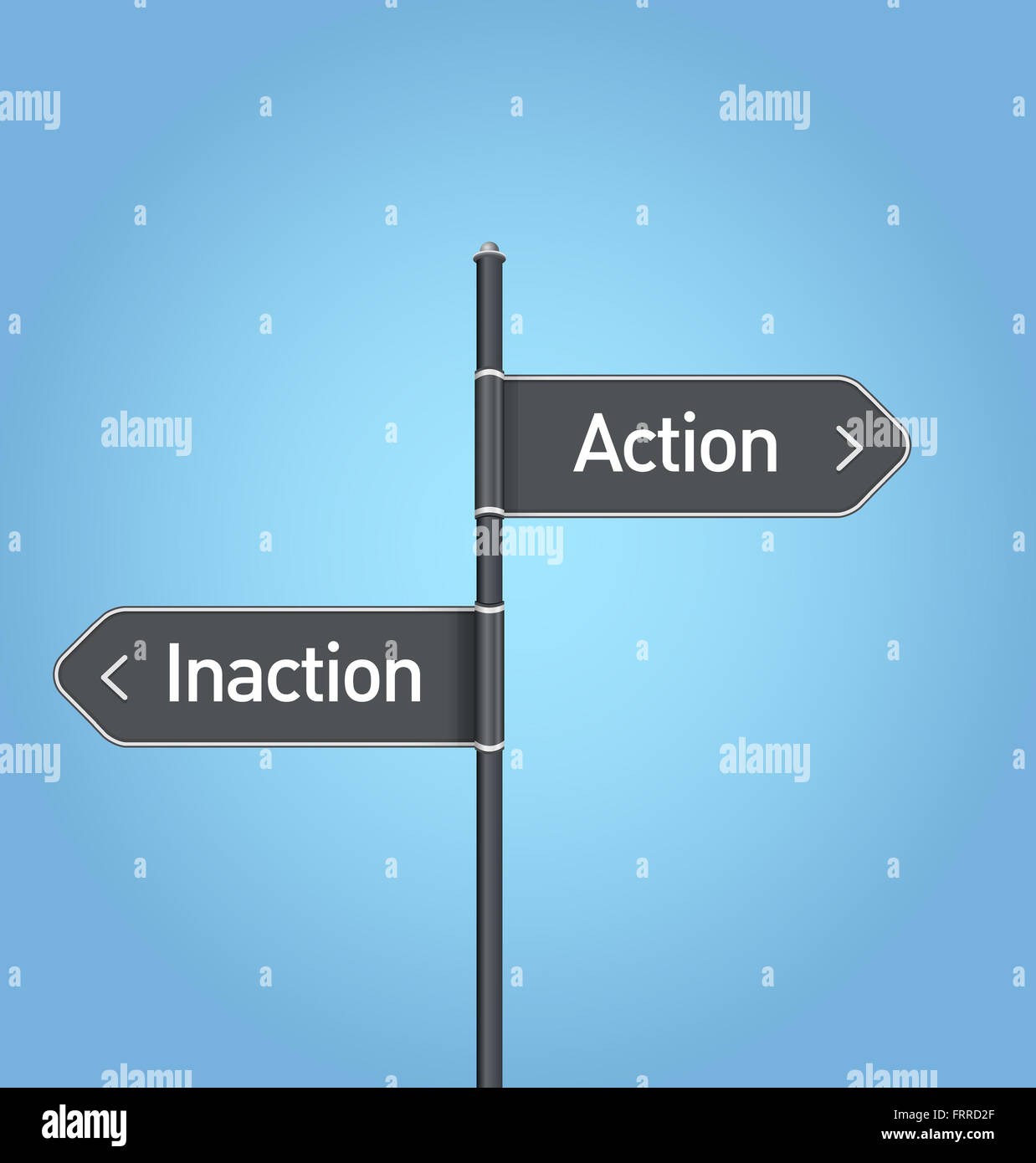 Action vs inaction choice road sign concept, flat design Stock Photo