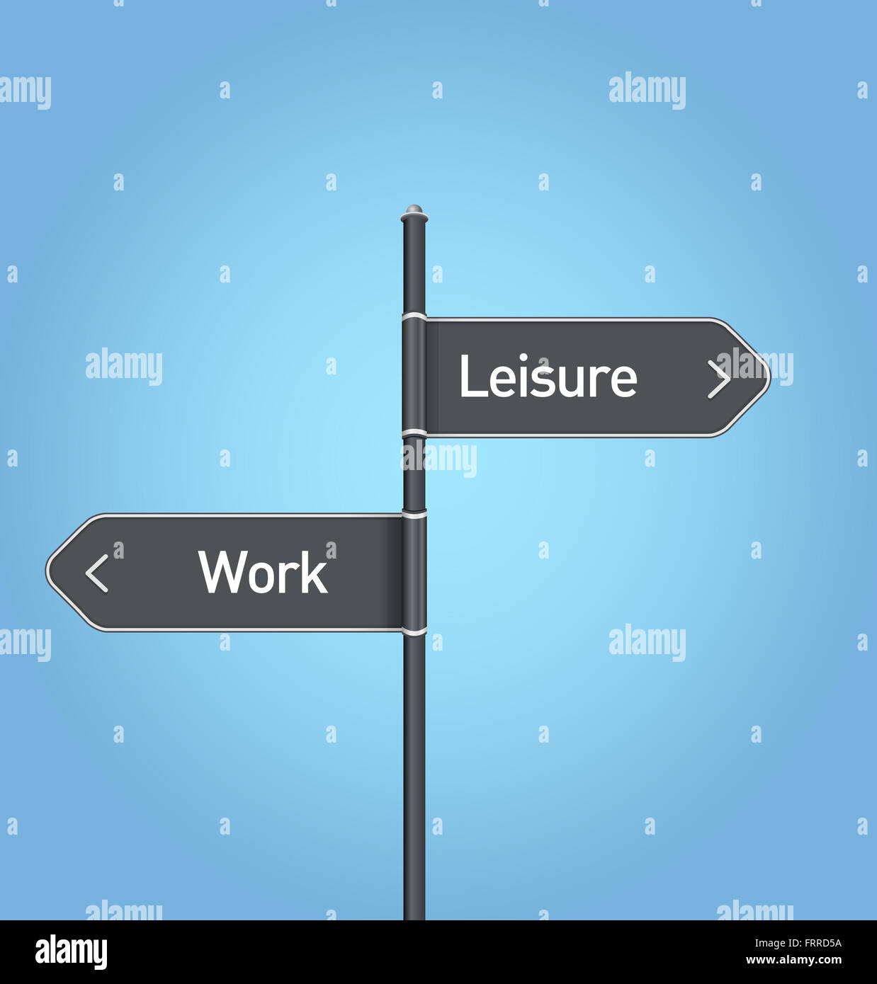Leisure vs work choice road sign concept, flat design Stock Photo Alamy