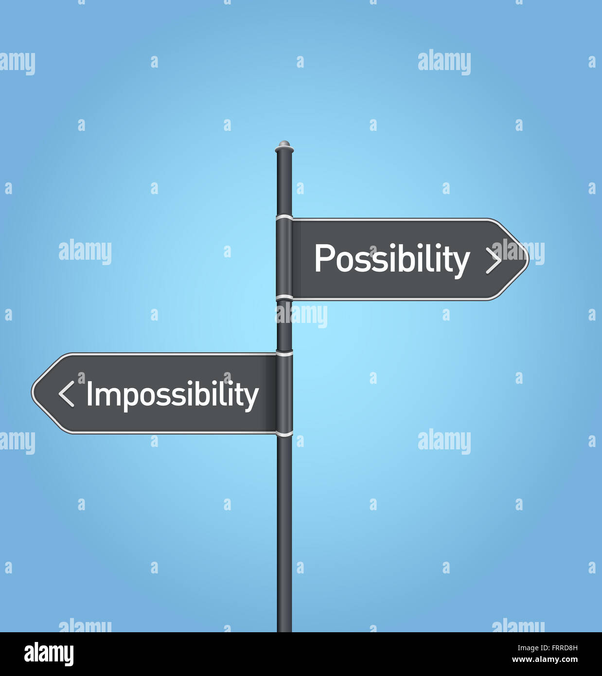 Possibility vs impossibility choice road sign concept, flat design Stock Photo
