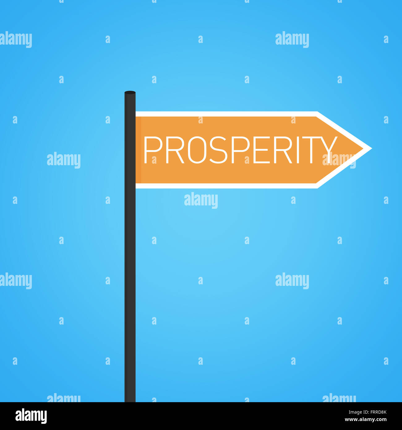 Prosperity nearby, orange road sign concept, flat design Stock Photo
