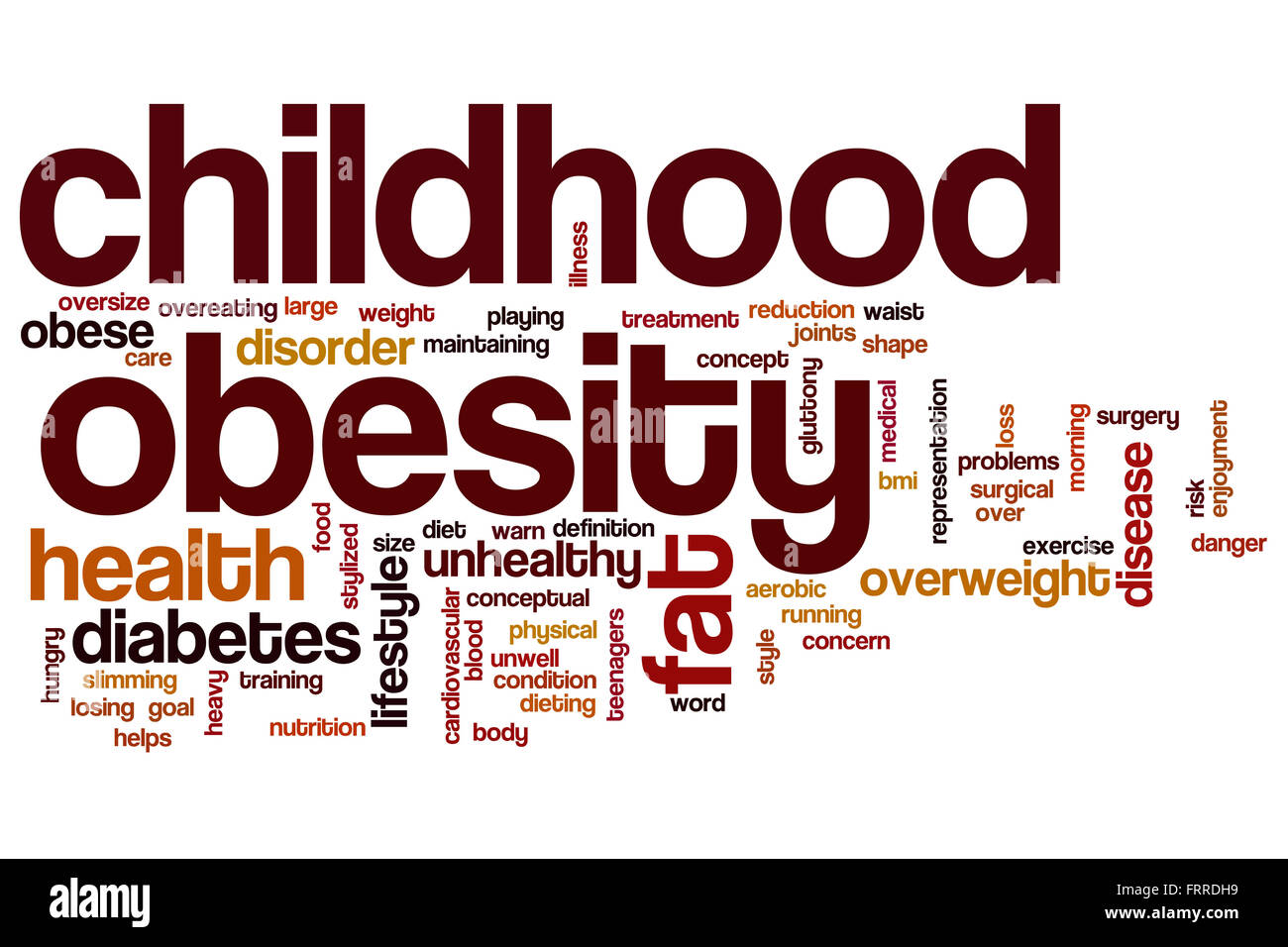 Childhood obesity word cloud concept Stock Photo