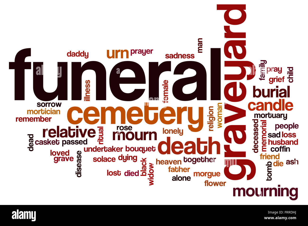 Funeral word cloud concept Stock Photo