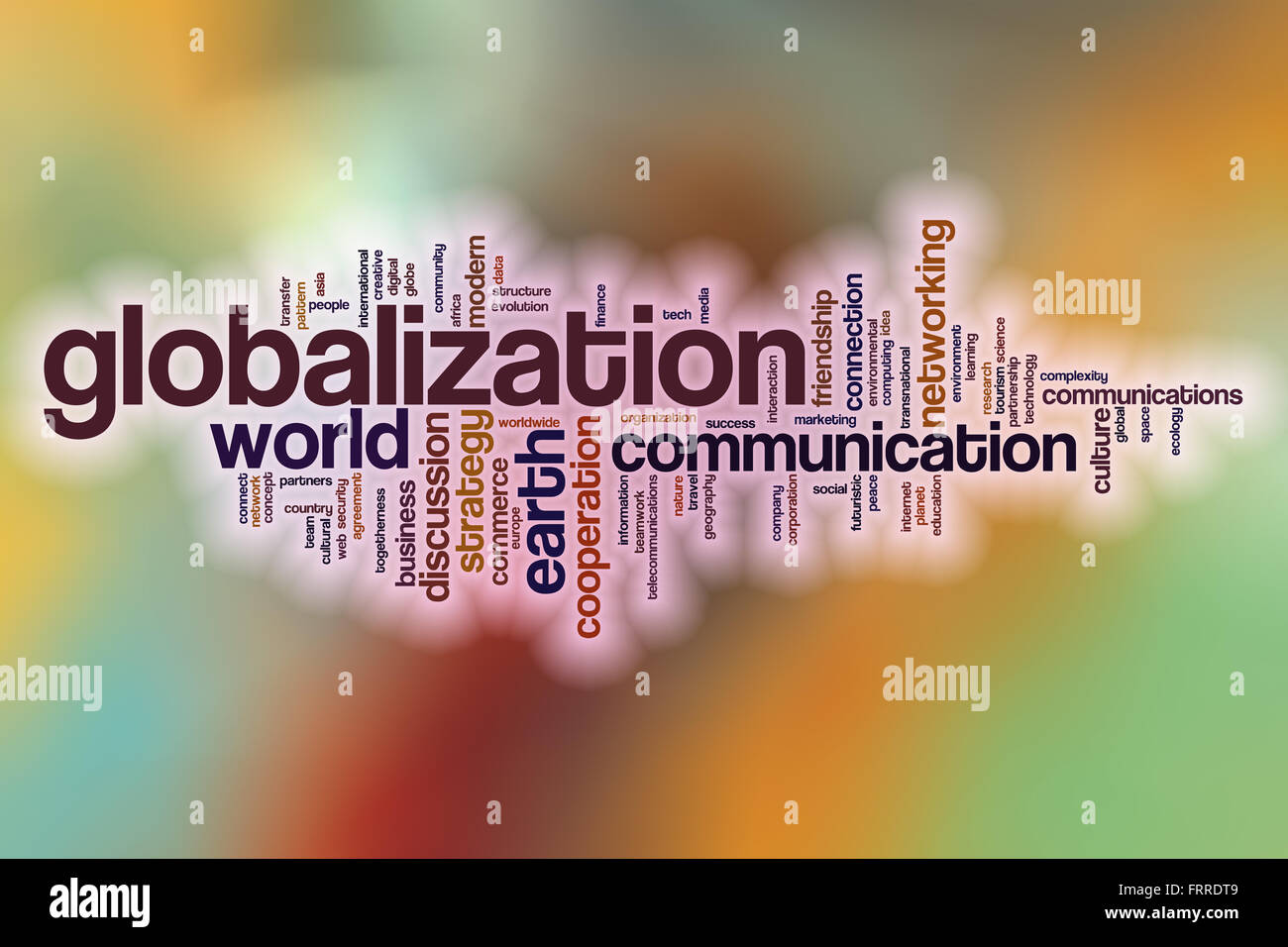 Globalization word cloud concept with abstract background Stock Photo