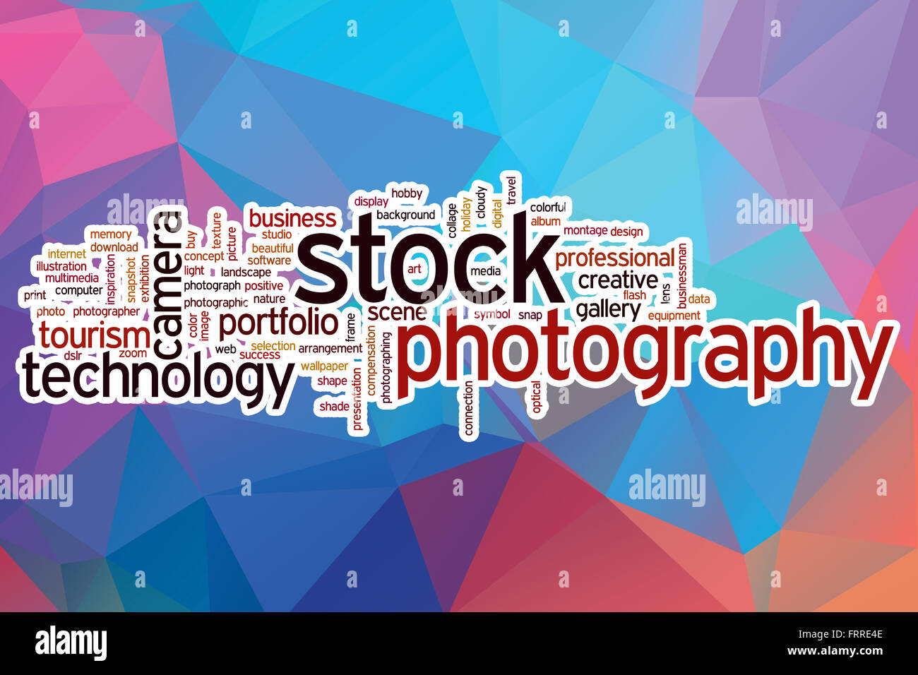 Stock photography word cloud concept with abstract background Stock Photo