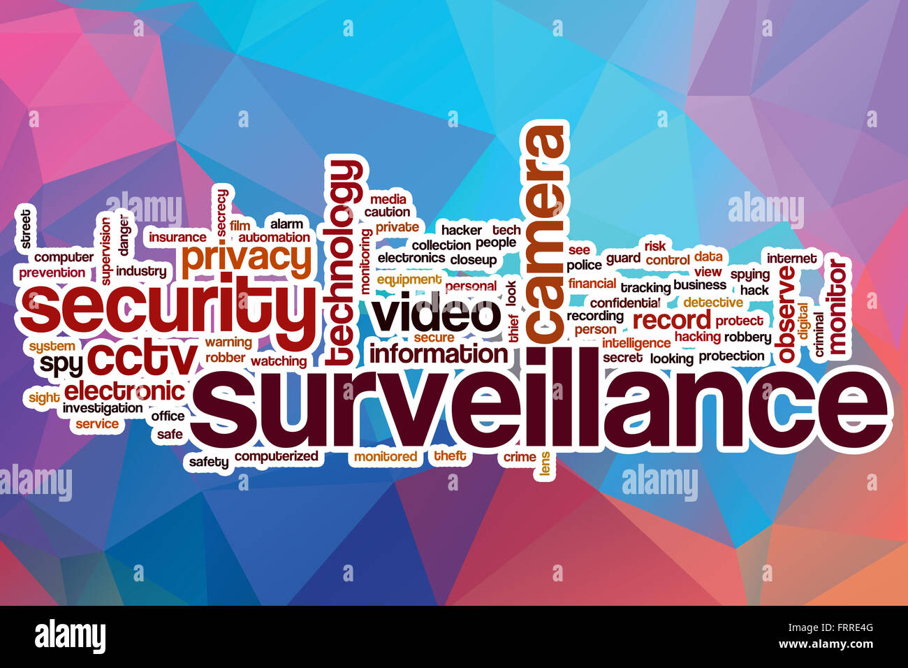 Surveillance word cloud concept with abstract background Stock Photo Alamy