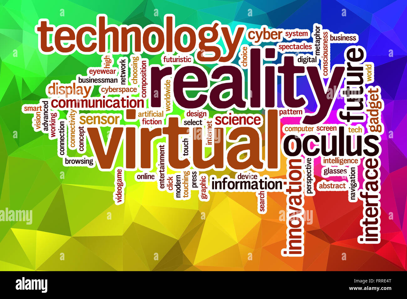 Virtual reality word cloud concept with abstract background Stock Photo