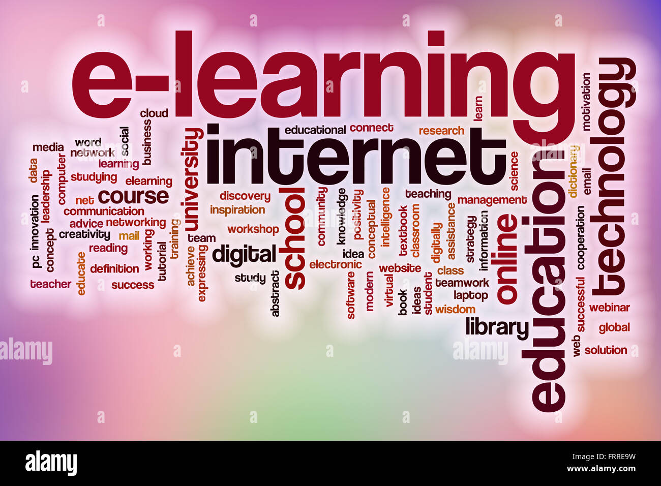 Elearning word cloud concept with abstract background Stock Photo Alamy