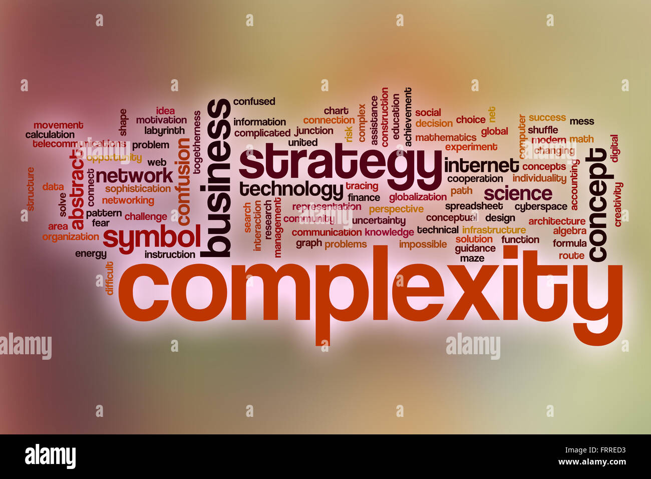 Complexity word cloud concept with abstract background Stock Photo