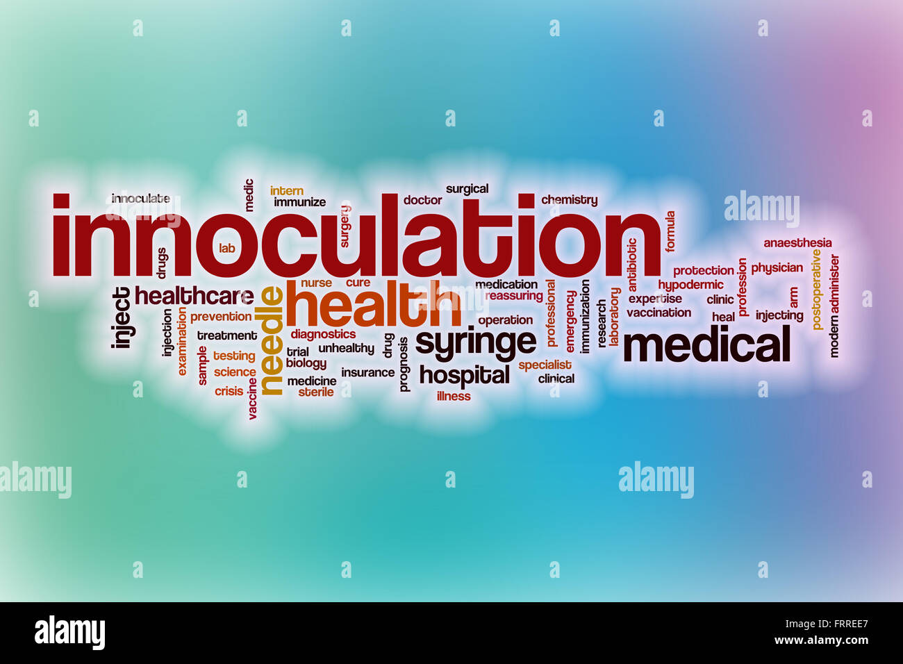 Innoculation word cloud concept with abstract background Stock Photo