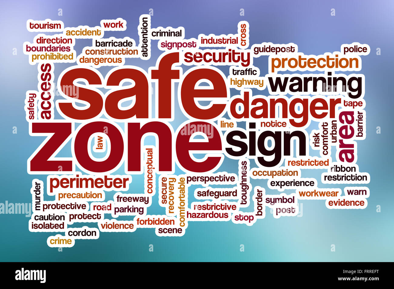 Safe zone word cloud concept with abstract background Stock Photo