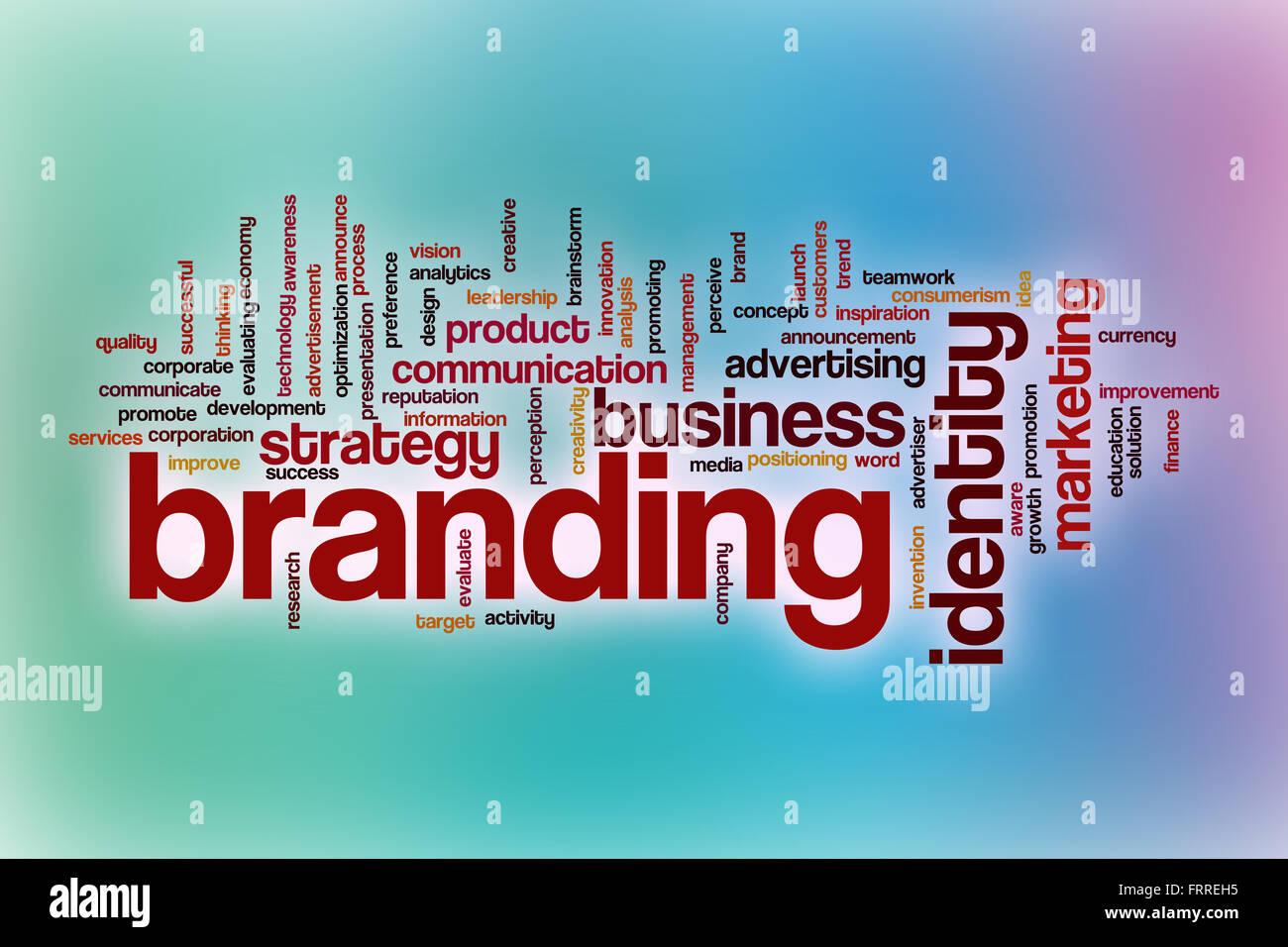 Branding word cloud concept with abstract background Stock Photo
