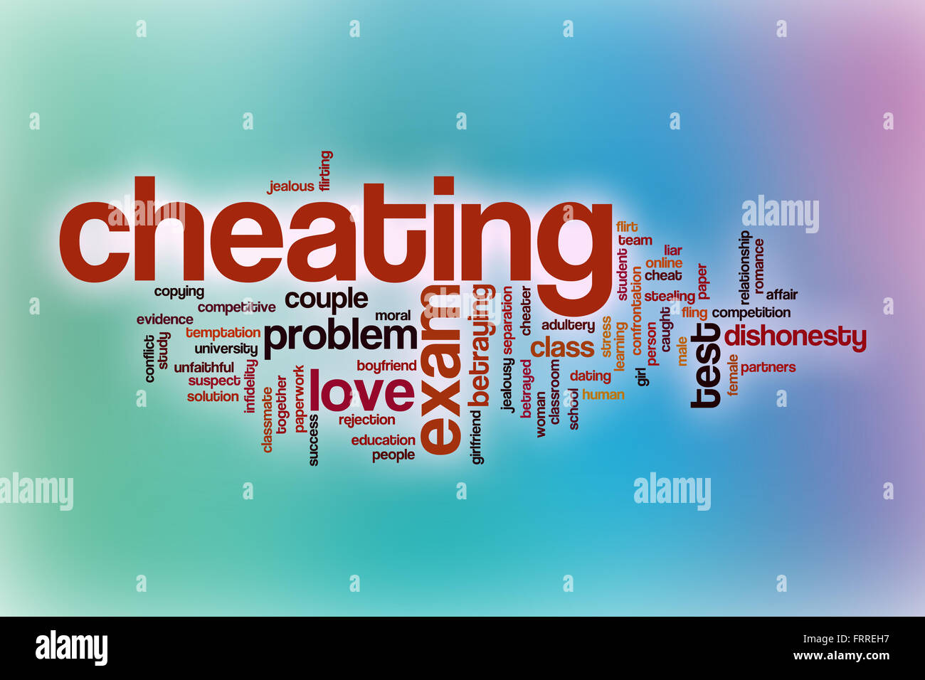 Cheating word cloud concept with abstract background Stock Photo