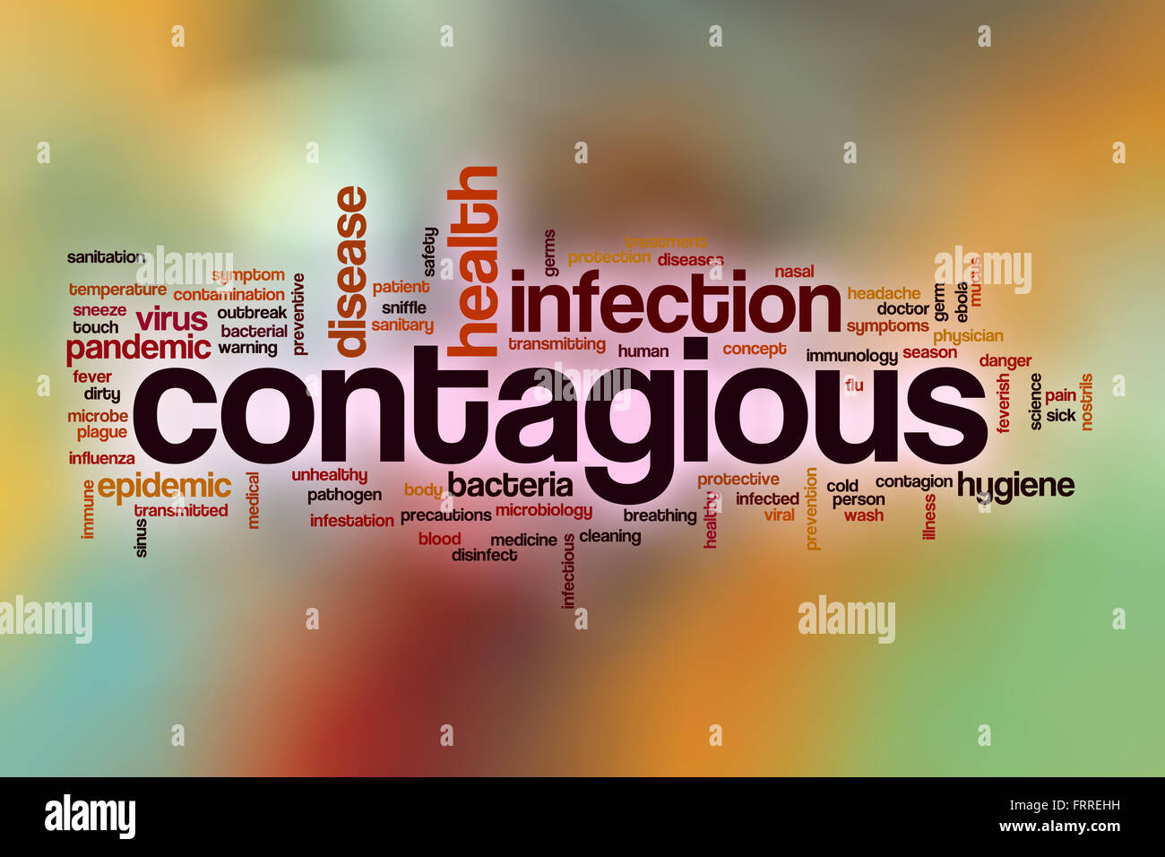 Contagious word cloud concept with abstract background Stock Photo