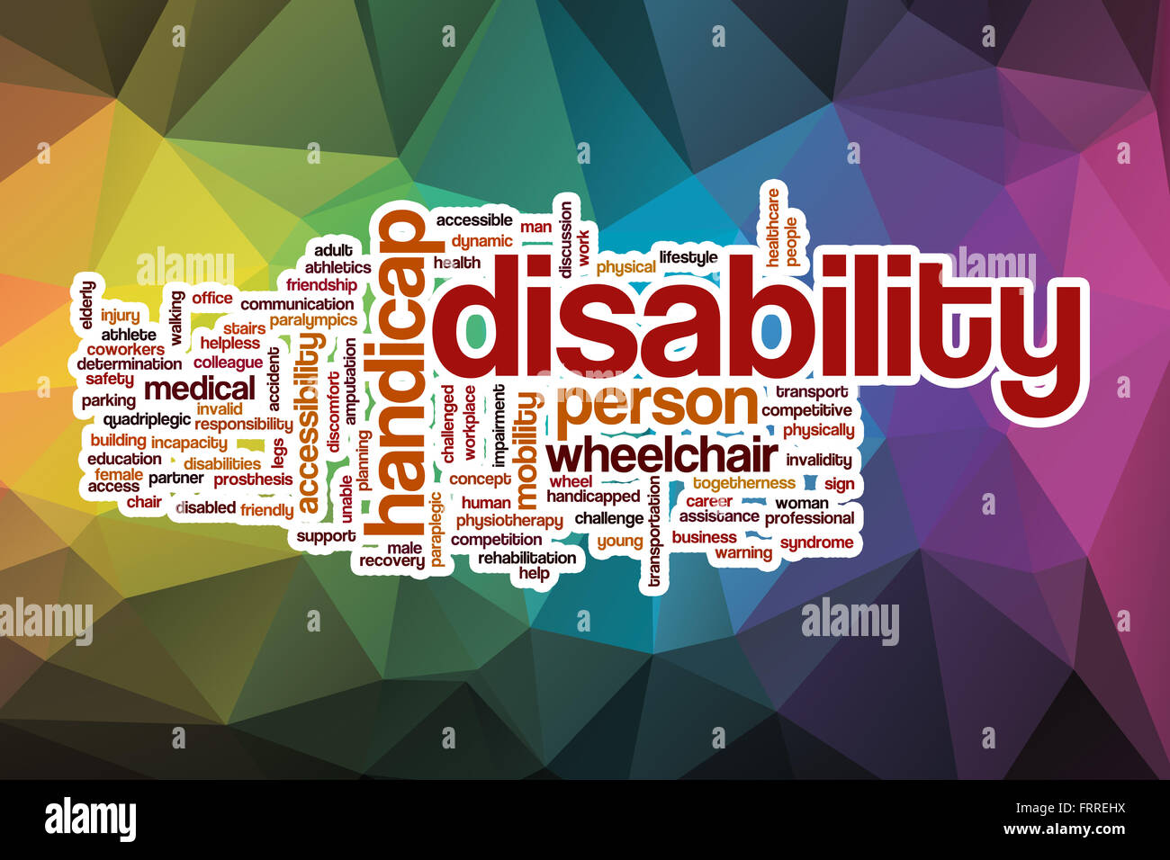 Disability word cloud concept with abstract background Stock Photo Alamy