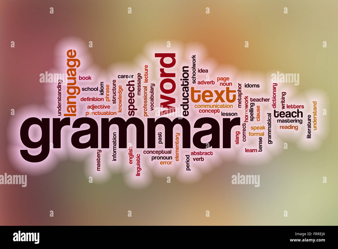 Grammar word cloud concept with abstract background Stock Photo - Alamy