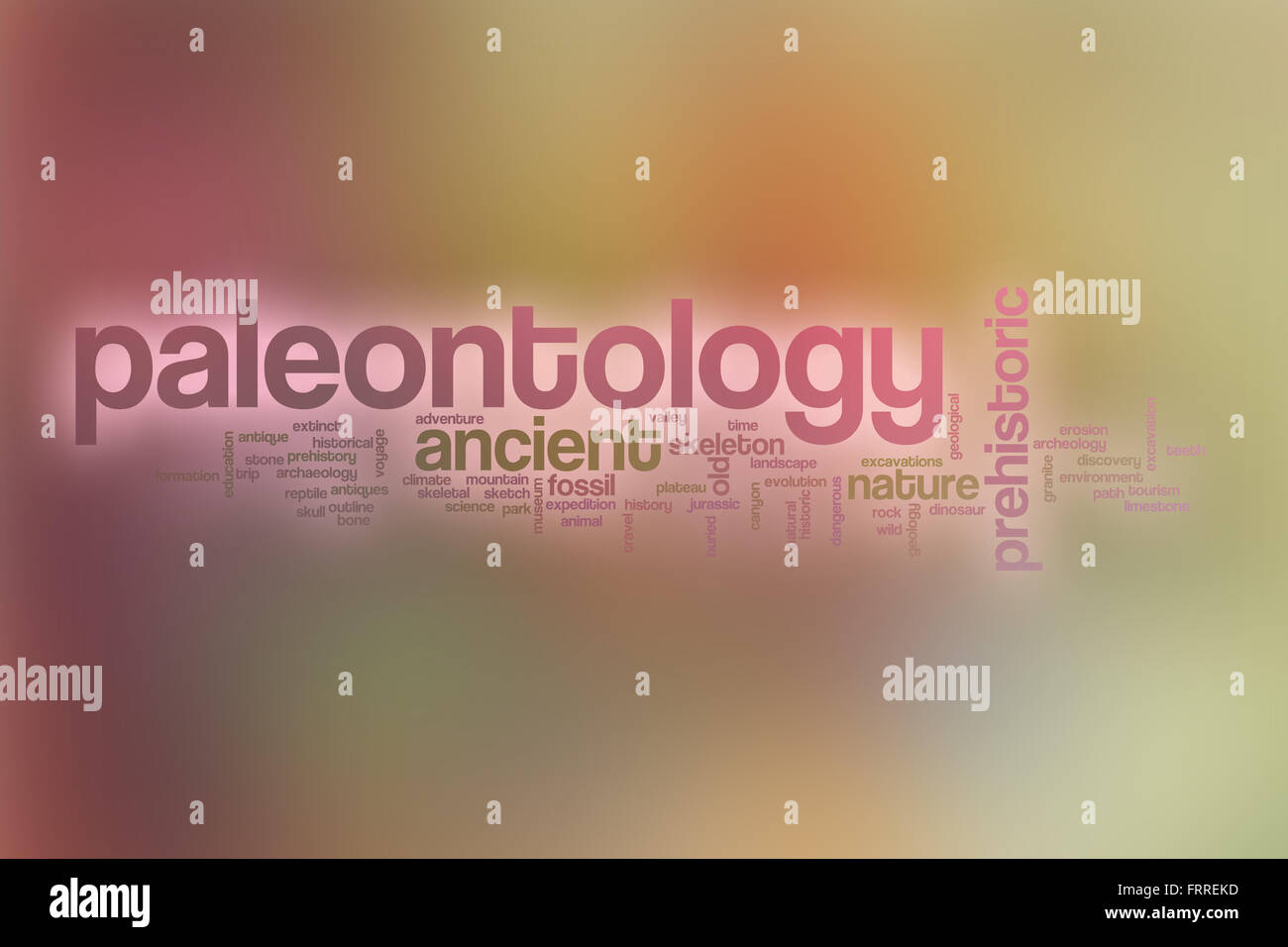 Paleontology word cloud concept with abstract background Stock Photo