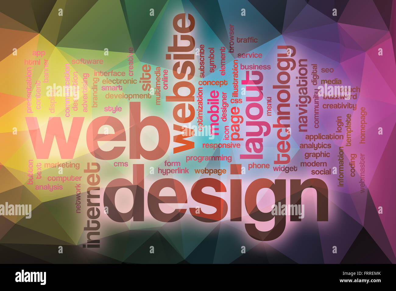 Web design word cloud concept with abstract background Stock Photo - Alamy