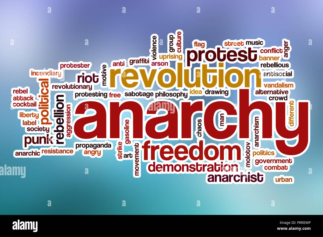 Anarchy word cloud concept with abstract background Stock Photo