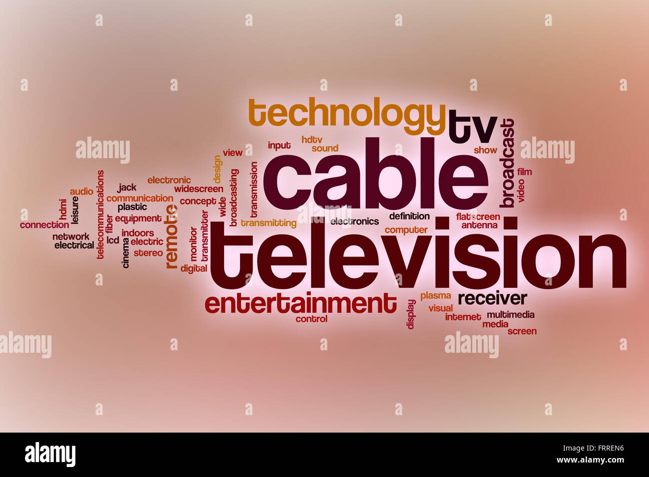 Cable television word cloud concept with abstract background Stock Photo Alamy