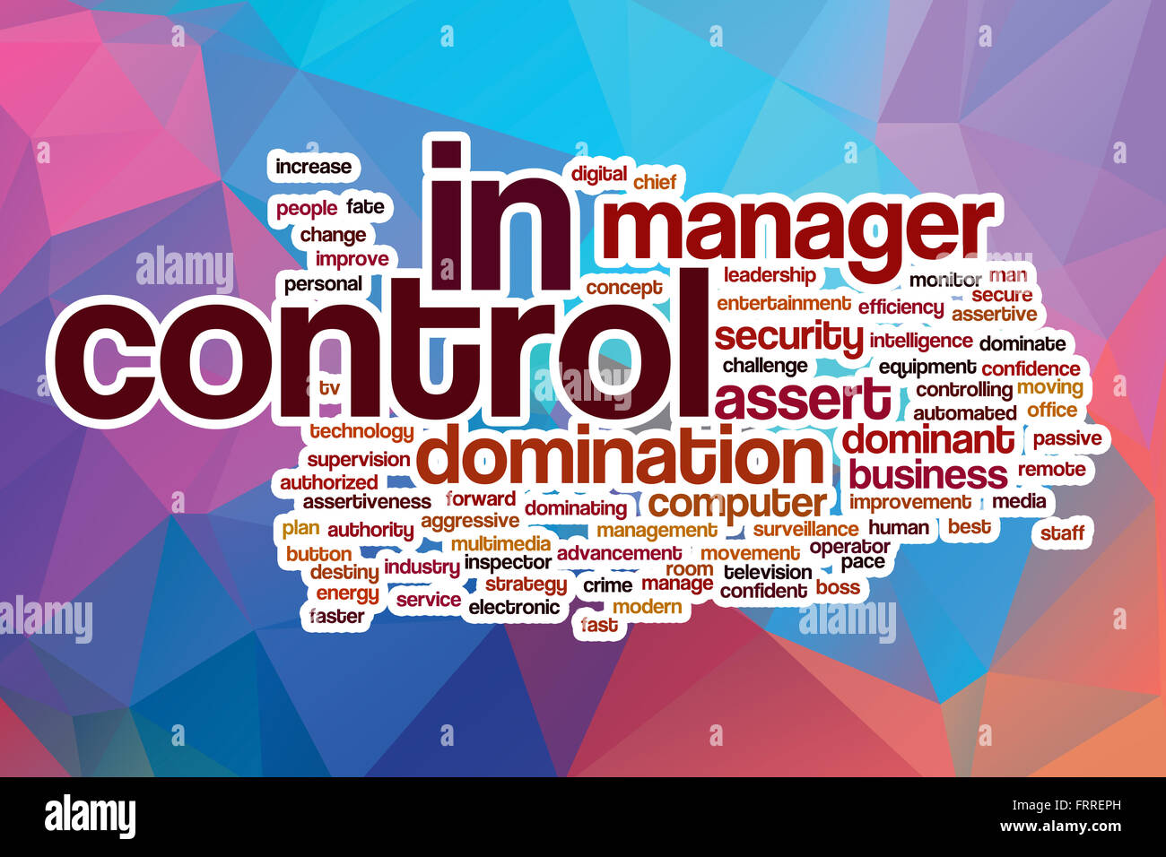 In control word cloud concept with abstract background Stock Photo - Alamy