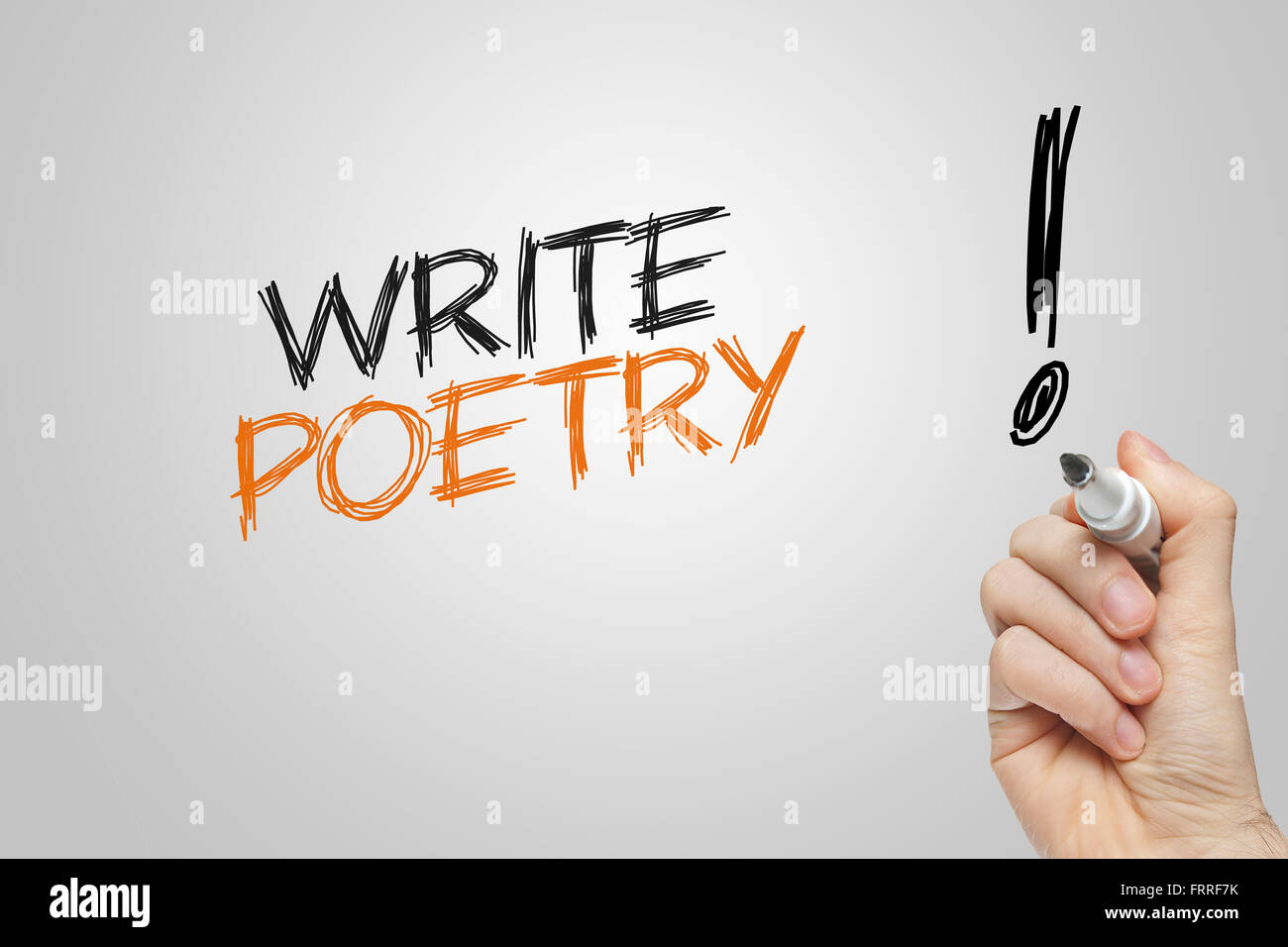 Hand writing write poetry on grey background Stock Photo - Alamy