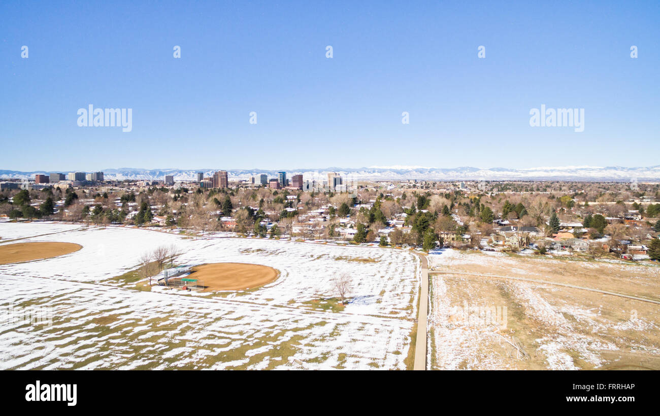 Aerial view of urban park with sport fields Stock Photo - Alamy