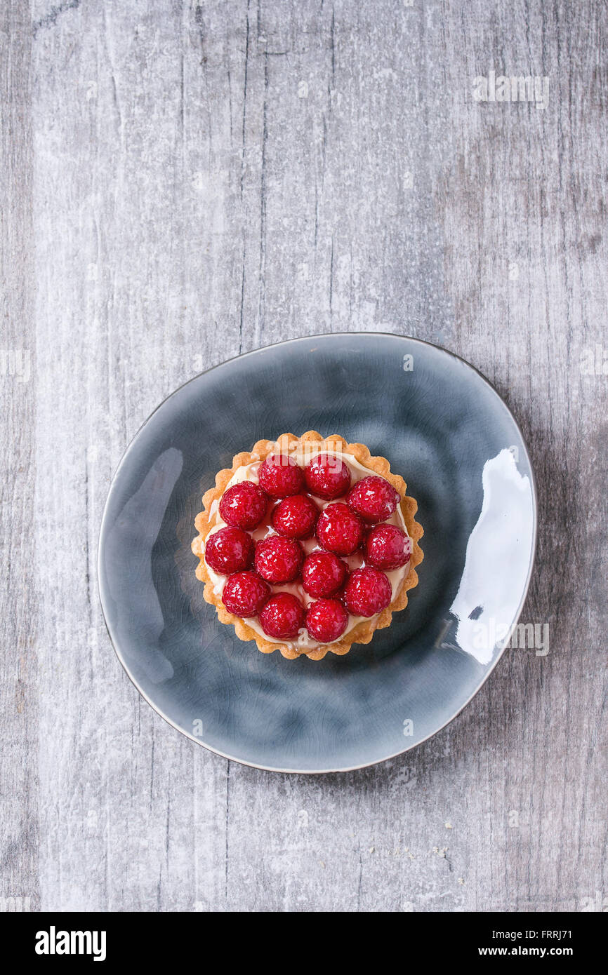 Tartlet with raspberries Stock Photo