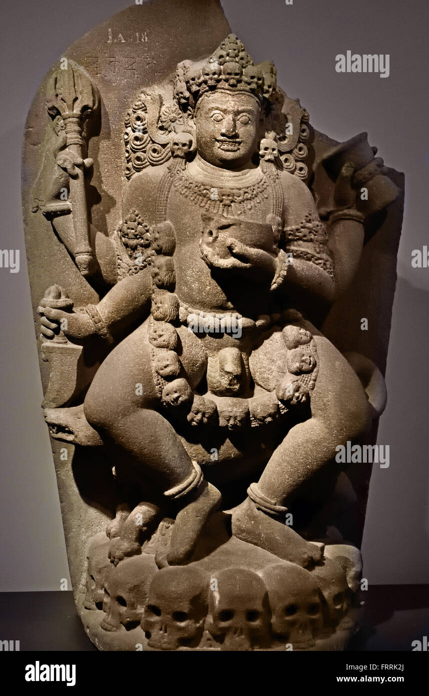 Bhairava is a frightening form of Shiva, the Hindu god 13th Century  Buddhist Singosari (Singhasari) Javanese medieval kingdom (1222–1292 ) Java Indonesia Indonesian Stock Photo