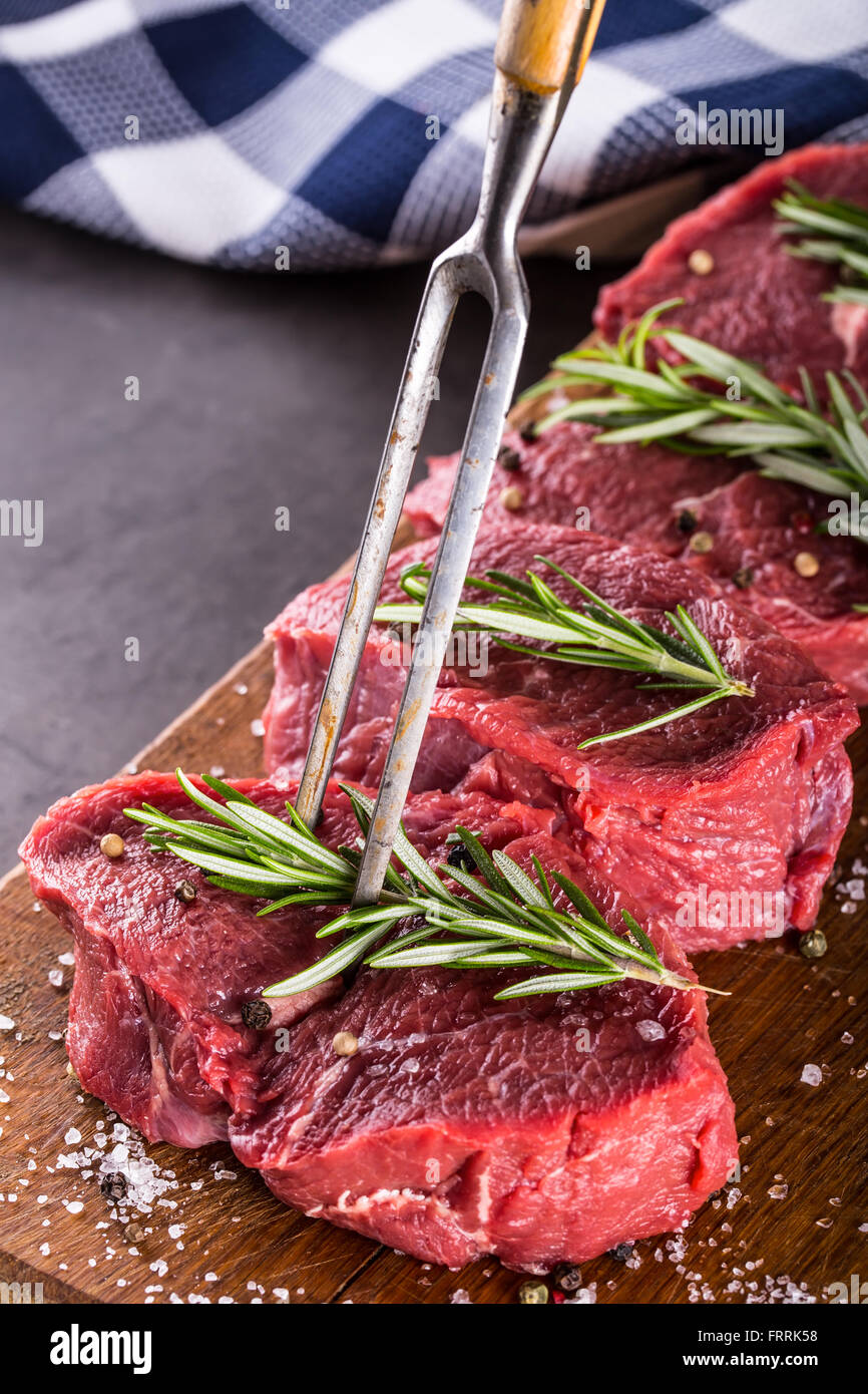 Steak. Raw beef steak. Fresh raw Sirloin beef steak sliced or whole