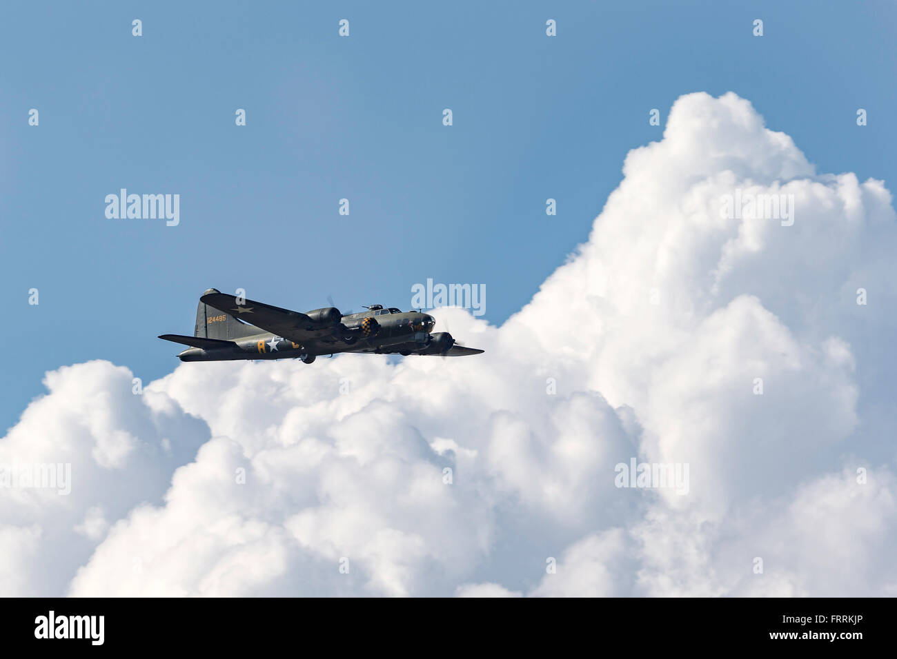 Boeing B-17G ‘Flying Fortress’ G-BEDF known as ‘Sally B’ is a Second World War bomber aircraft. Stock Photo