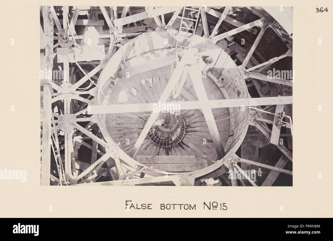 A photograph showing the false bottom of a railroad bridge, identified ...