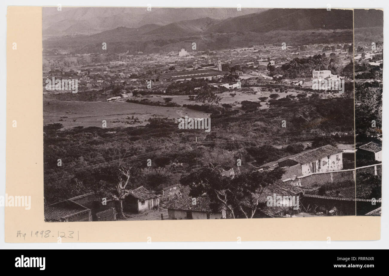 View of a town, showing the buildings, streets, and general layout of ...