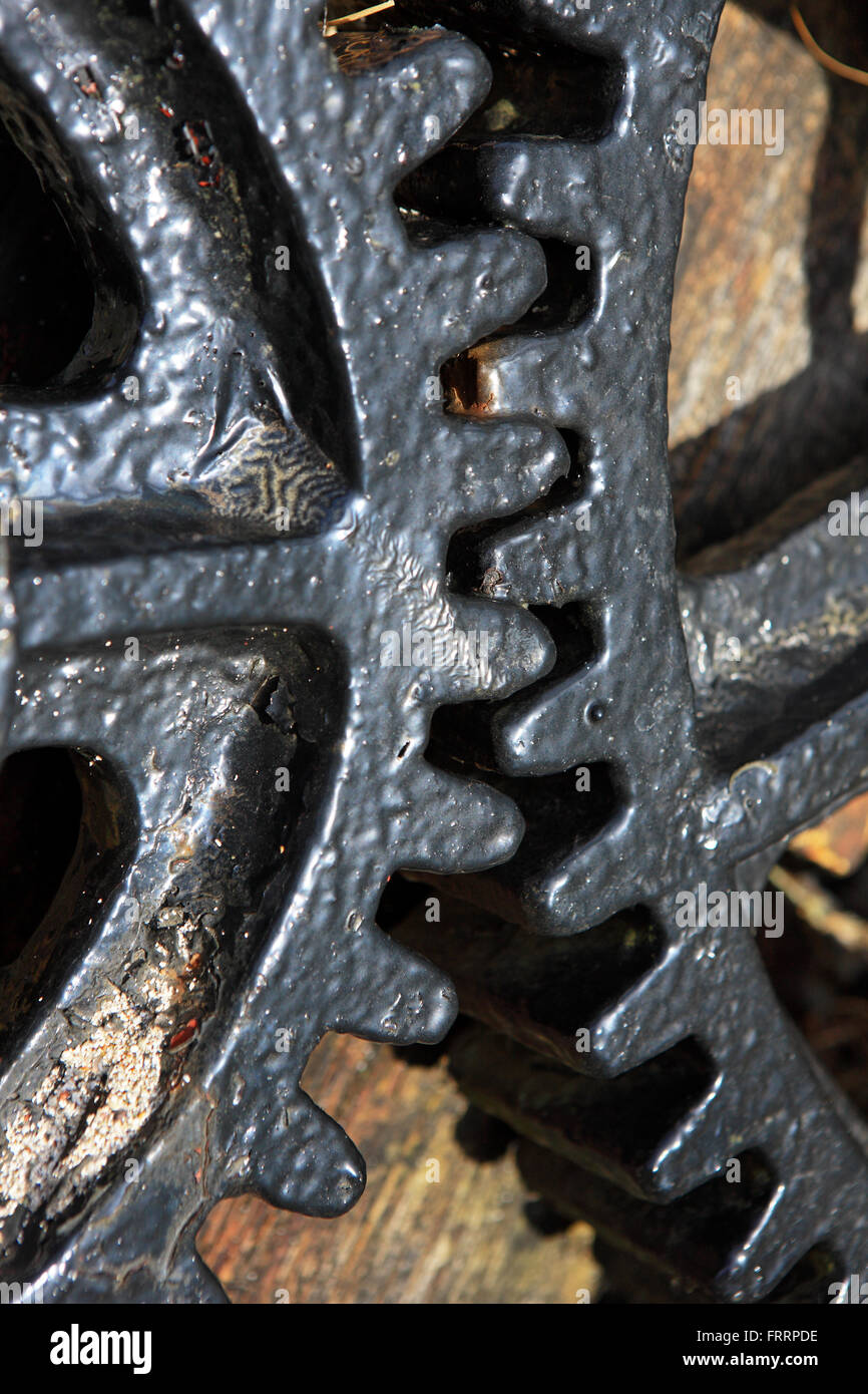 Cogs on old quarry machinery Stock Photo