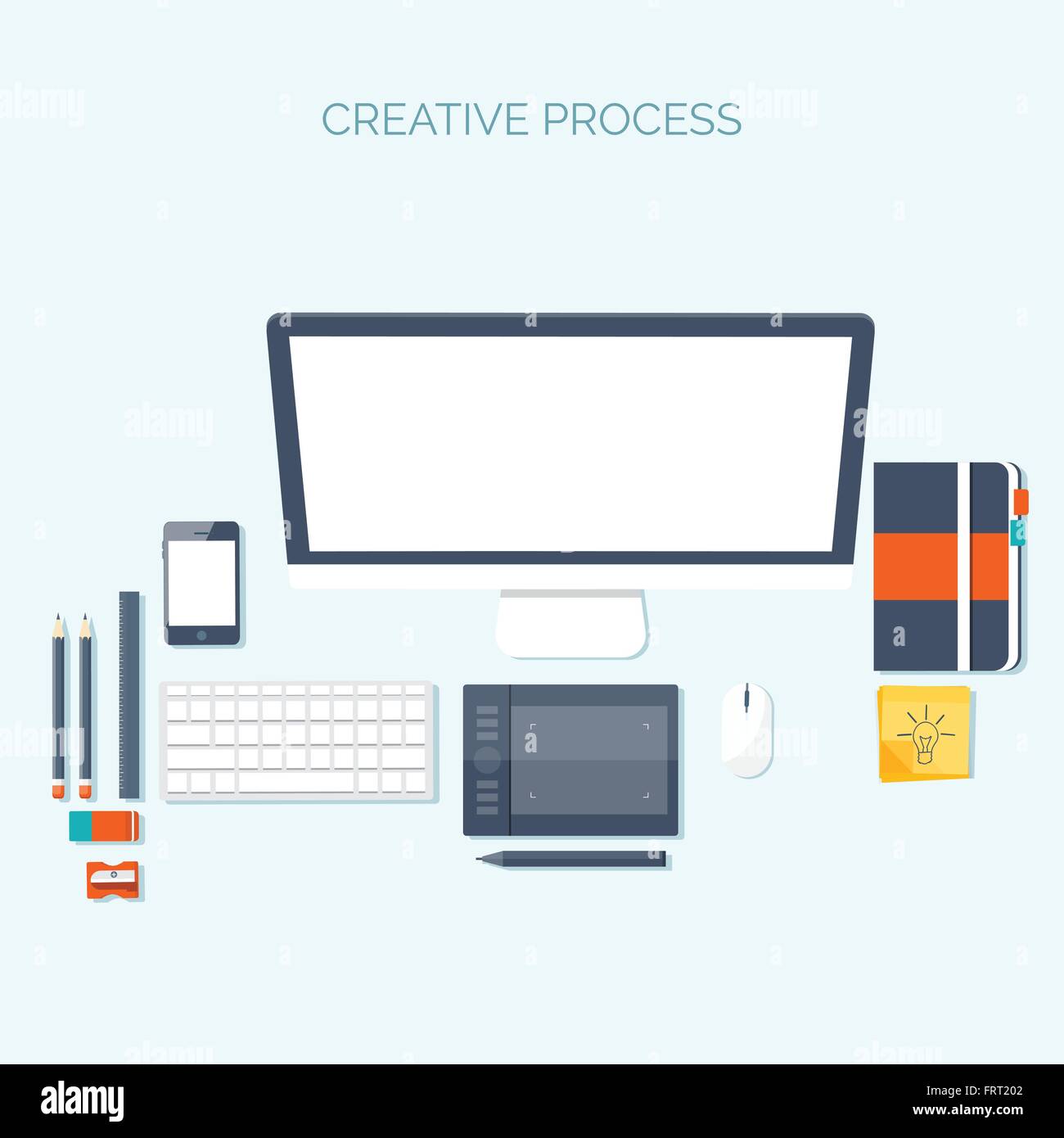 Vector illustration. Flat header. Workplace. Programming, coding, web ...