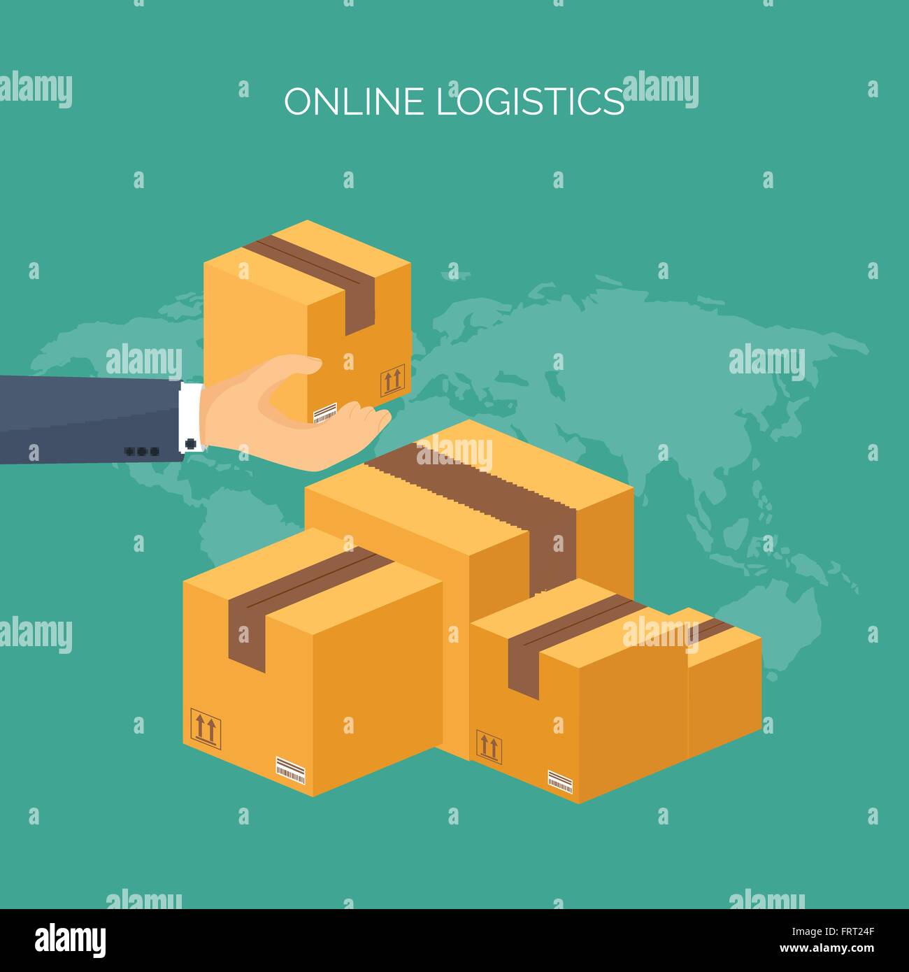 Vector illustration. Flat header. International delivery, worldwide