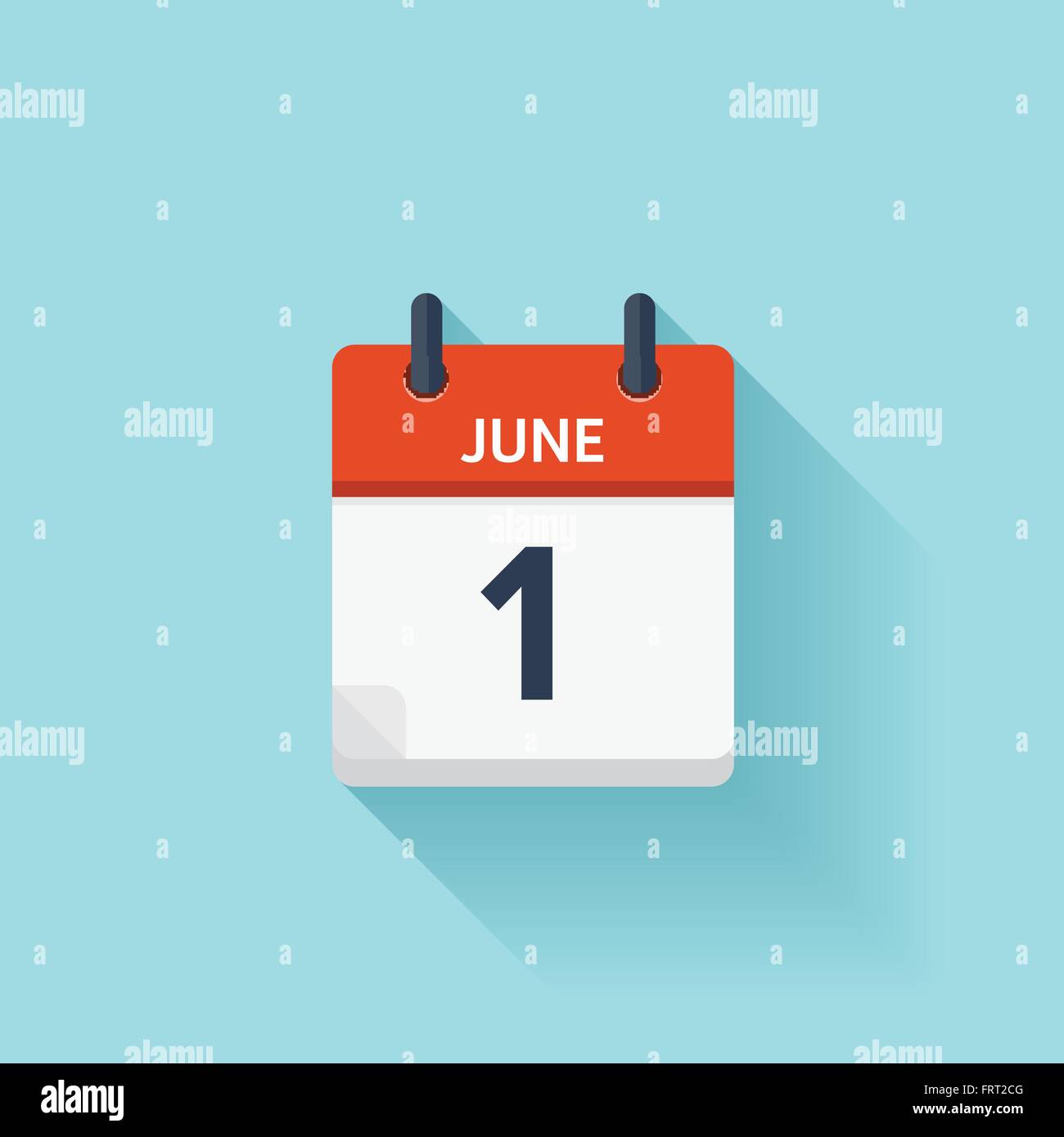June 1. Vector flat daily calendar icon. Date and time, day, month ...
