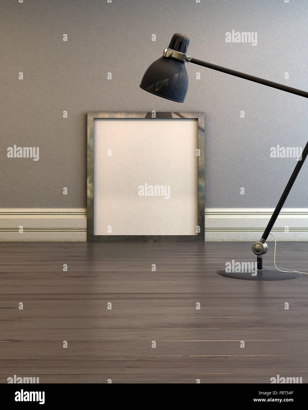 Empty Picture Frame Illuminated By An Anglepoise Lamp Standing On