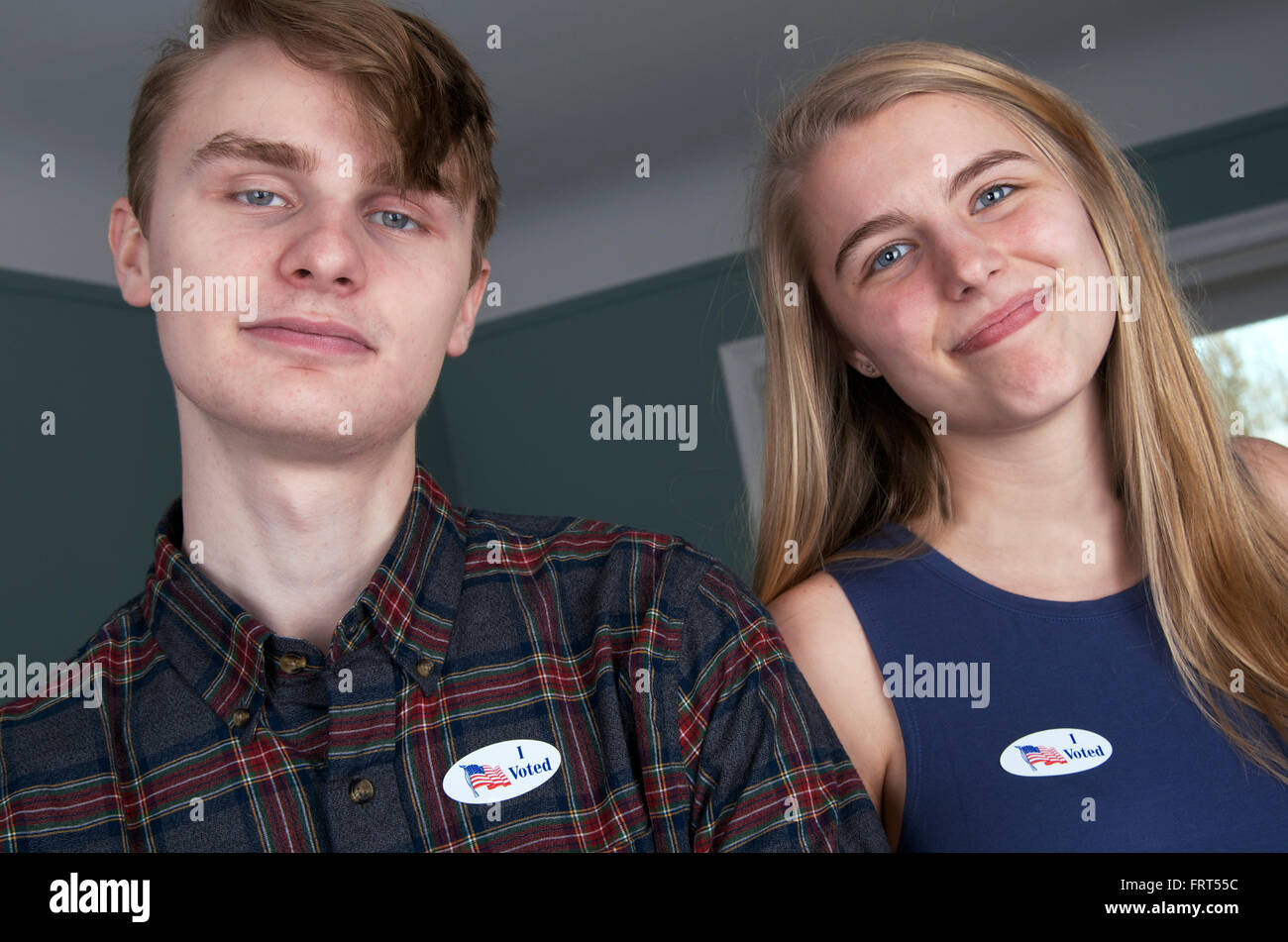 America's Newest & Youngest Voters Vote For The First Time! Stock Photo