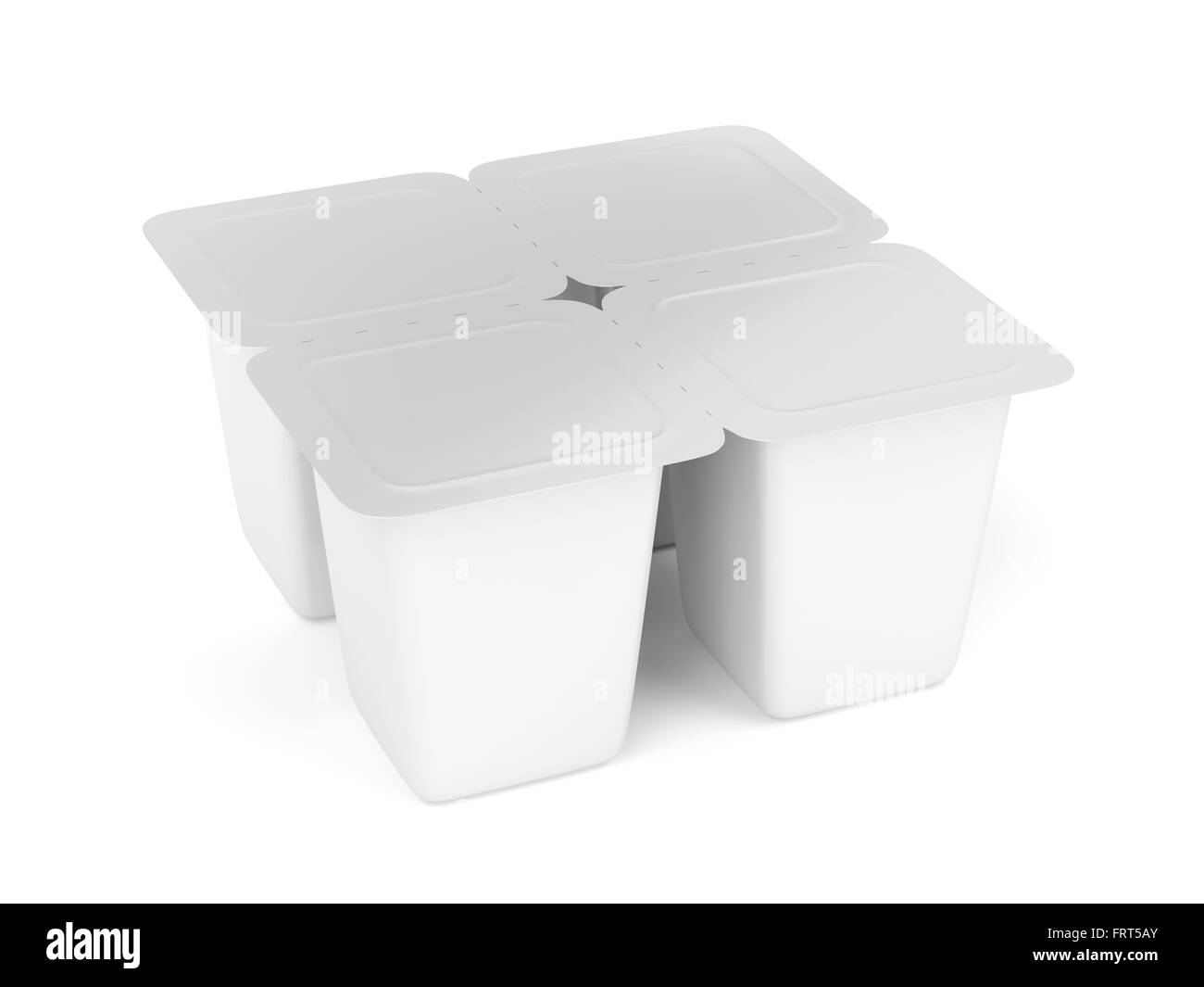 White plastic containers for yogurt, ice cream, pudding or other things