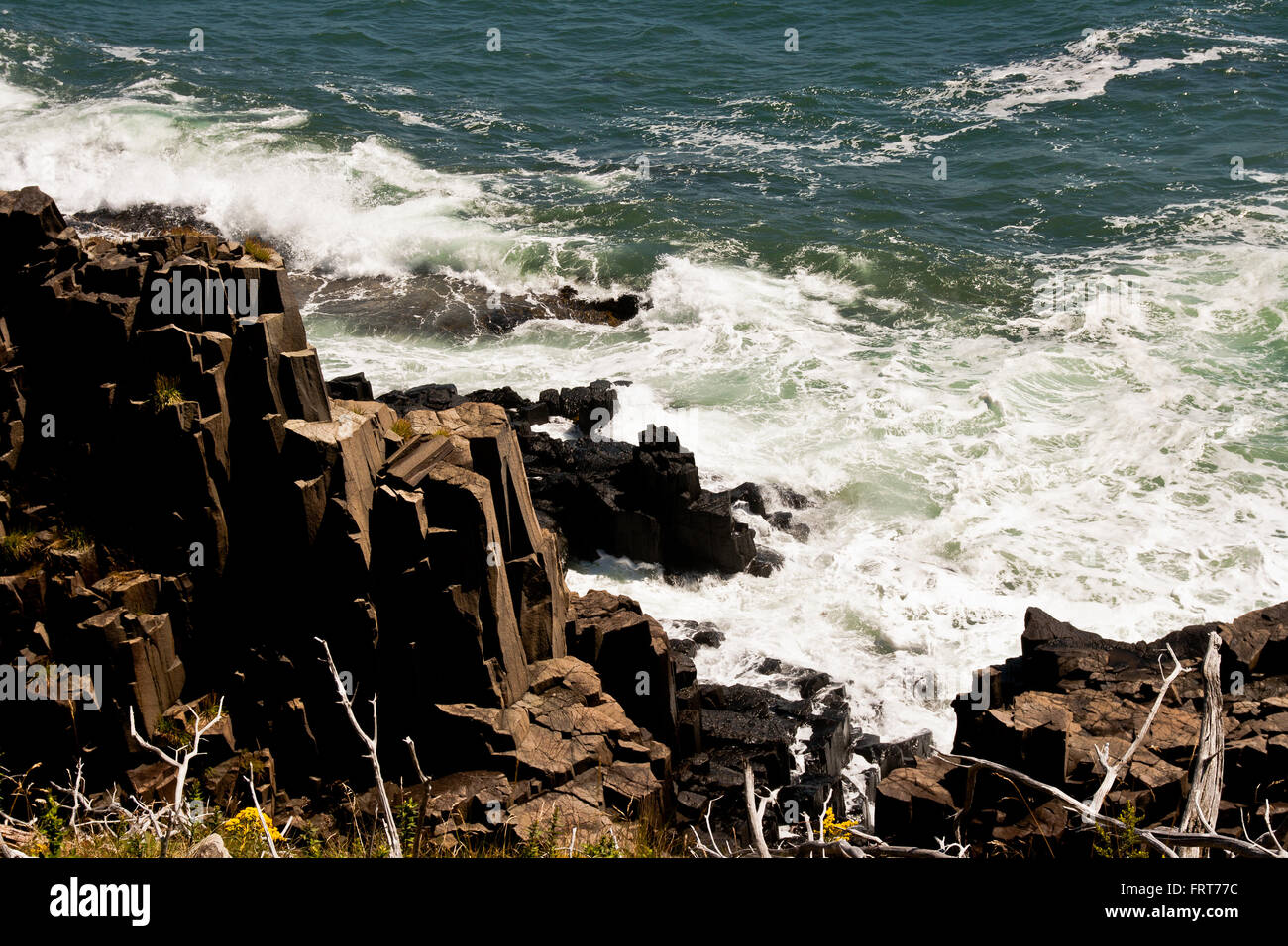 Pillars and columns, coastal basalt cliff. GRand Manan NB Stock Photo ...
