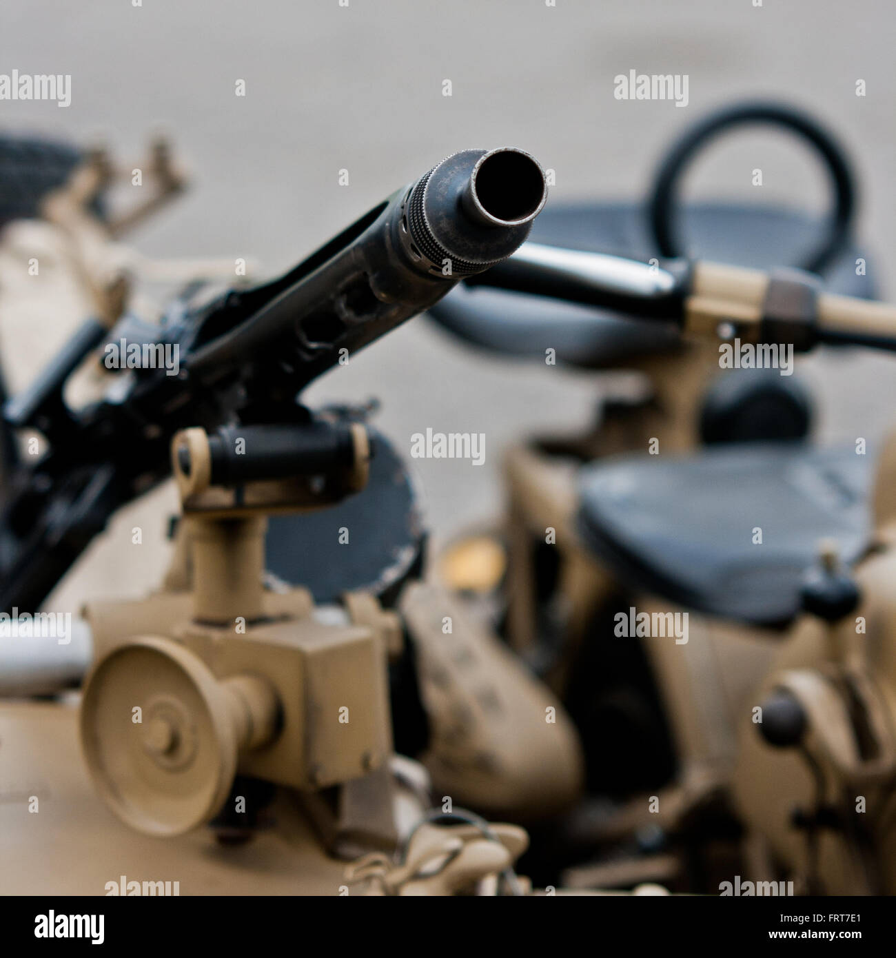 Machine gun mounted to sidecar of a motorcycle Stock Photo Alamy